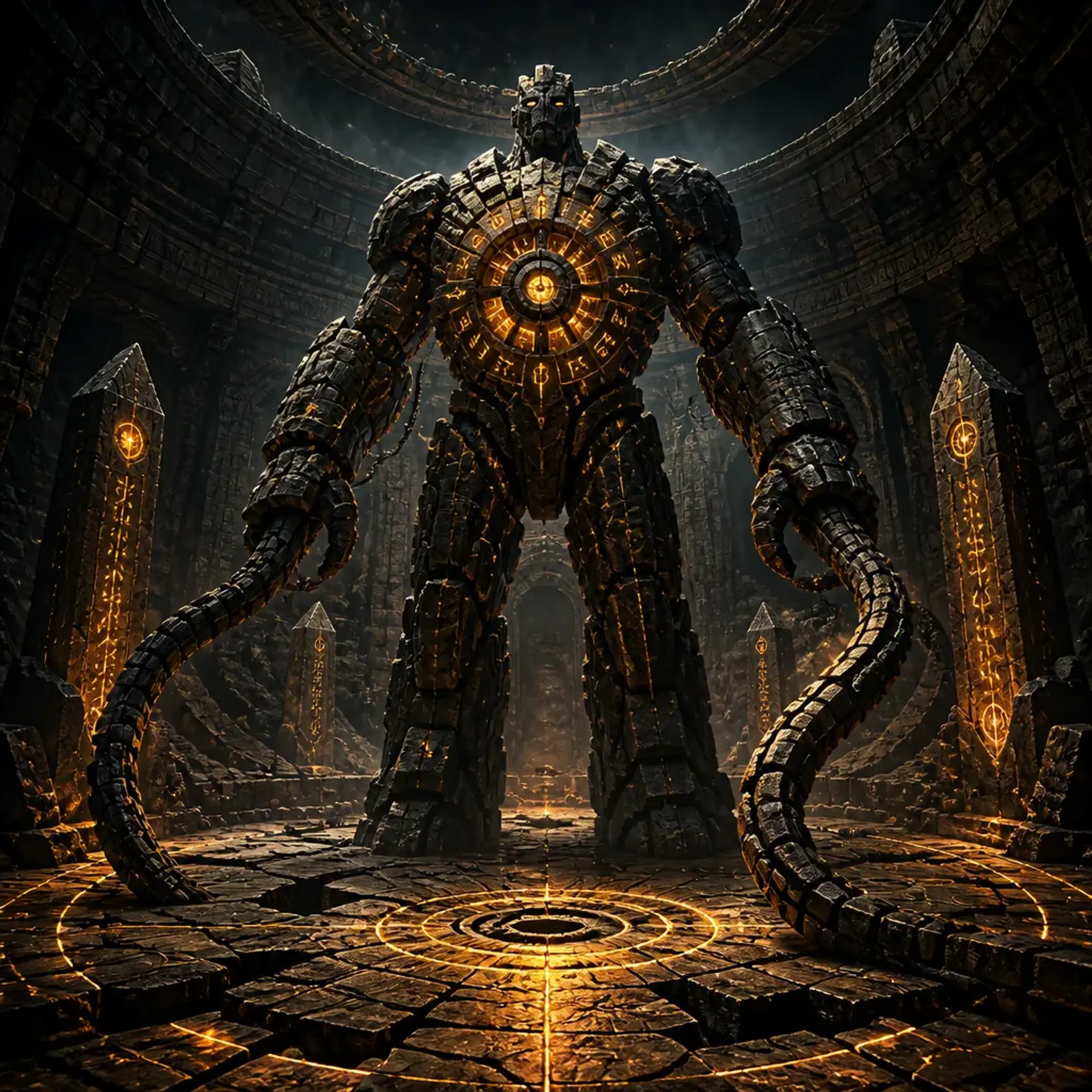 Kharuun Veyr, Rune-Wheel Warden - AI-generated fantasy Monster