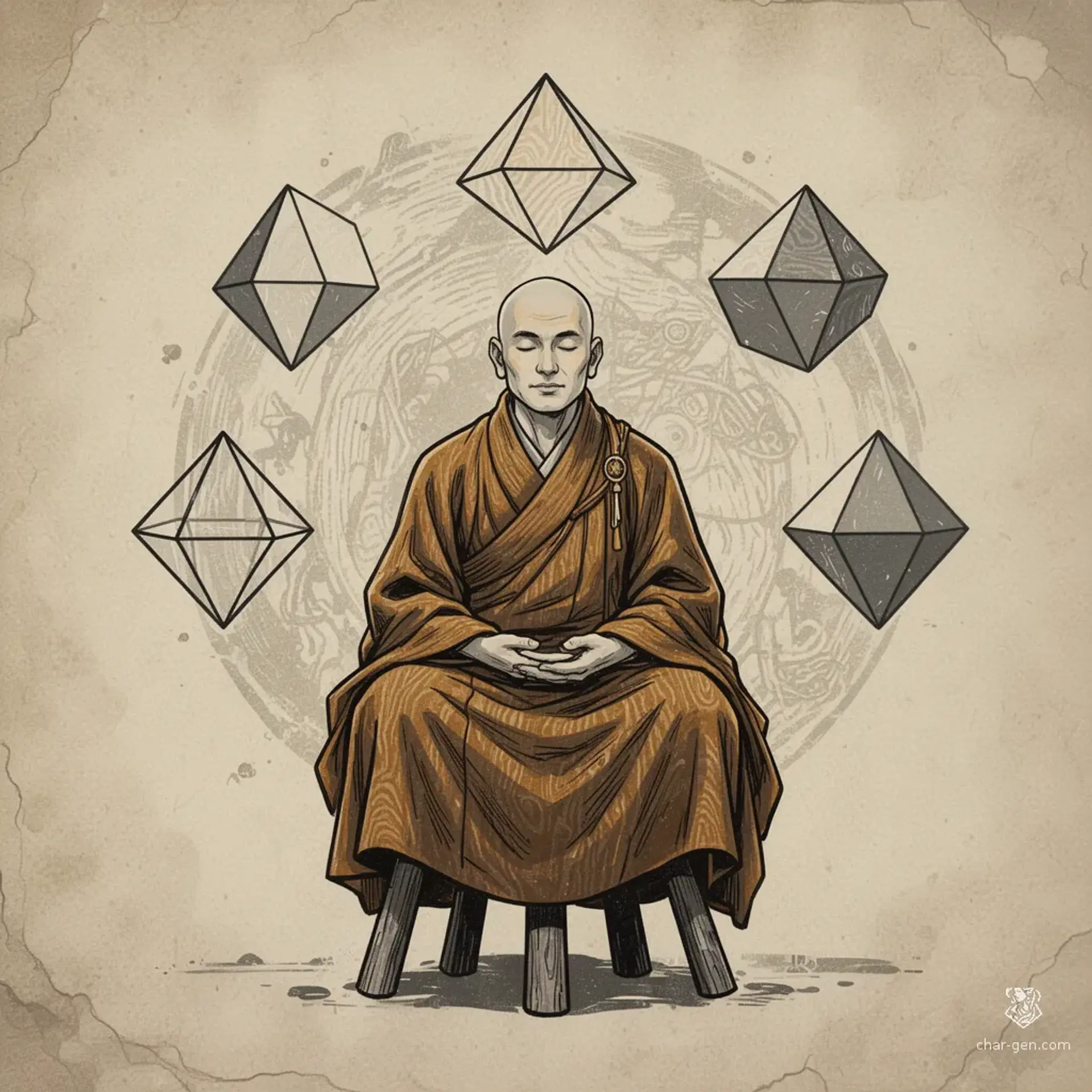 The Faces of the Dice - AI-generated fantasy Pantheon