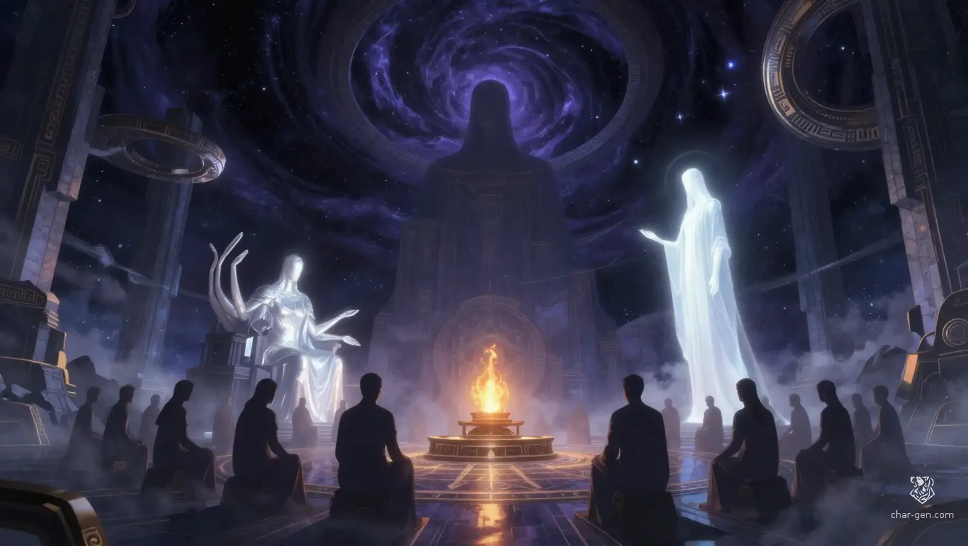 The Aegis of Silence - AI-generated fantasy Pantheon