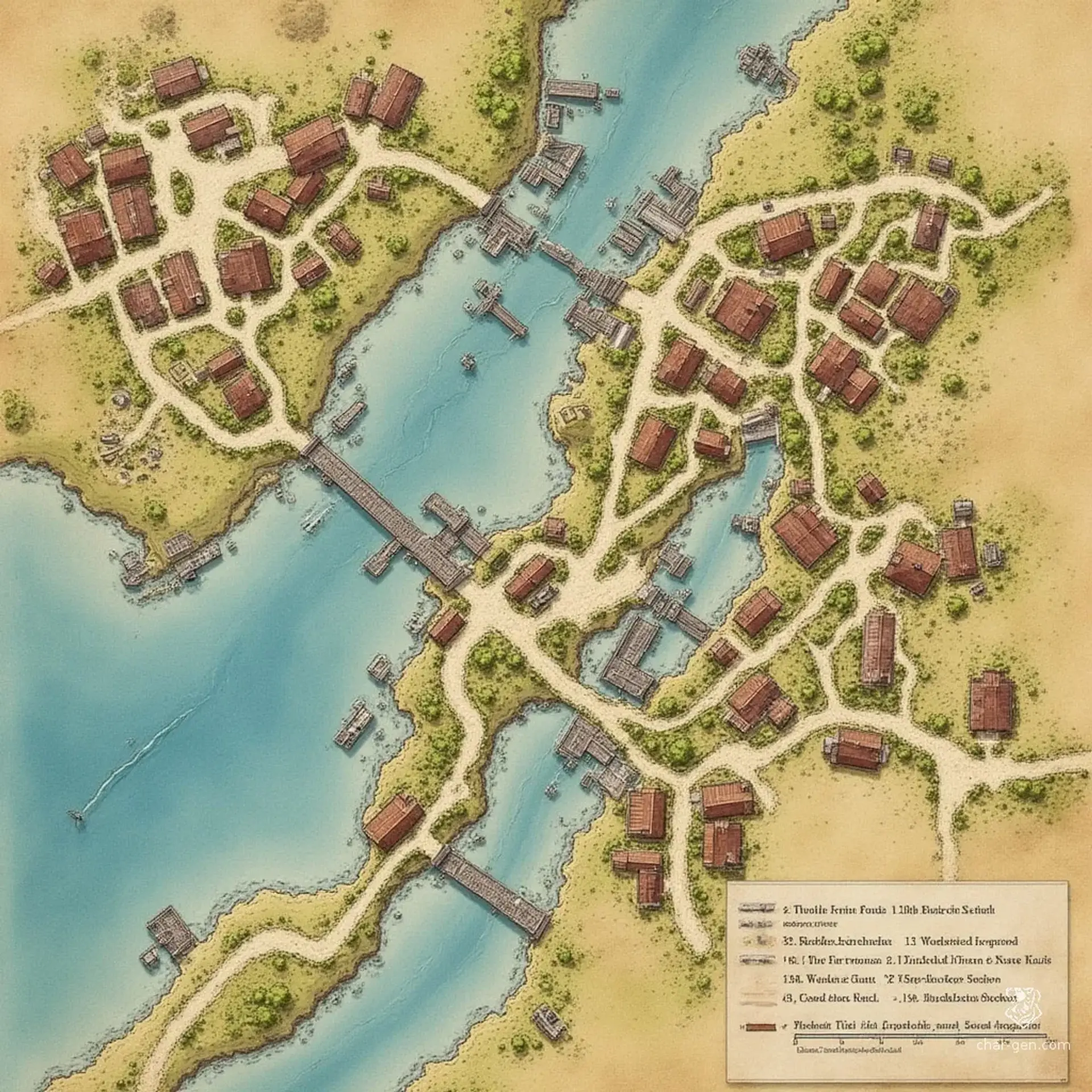 Pontis City - AI-generated fantasy Settlement