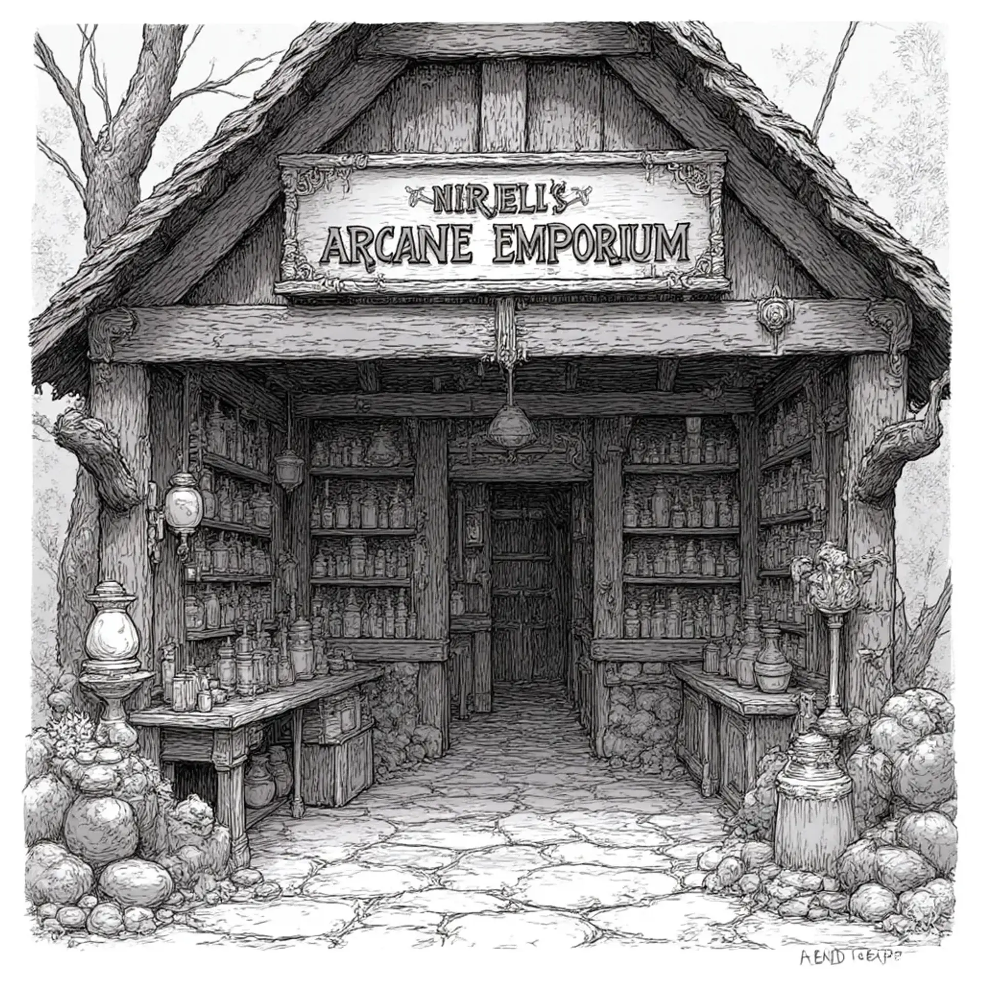 Miriel's Arcane Emporium - AI-generated fantasy Shop