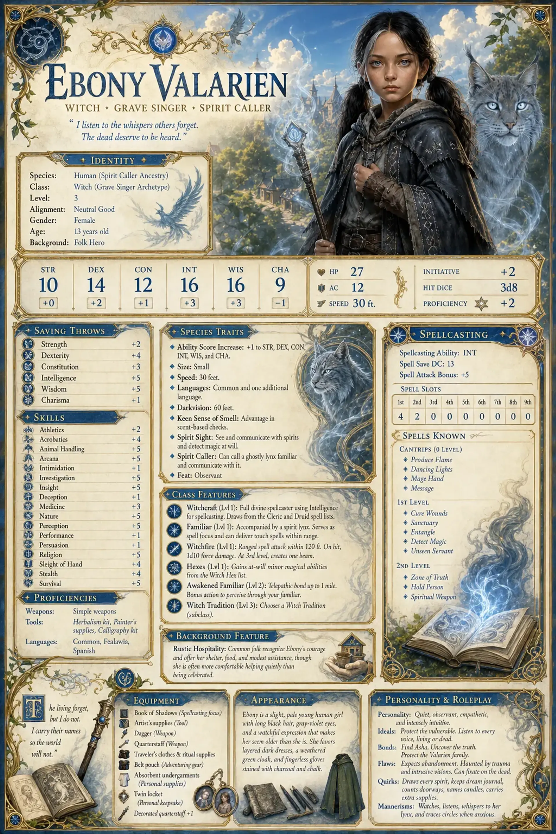 Ebony Valarien - AI-generated fantasy Character