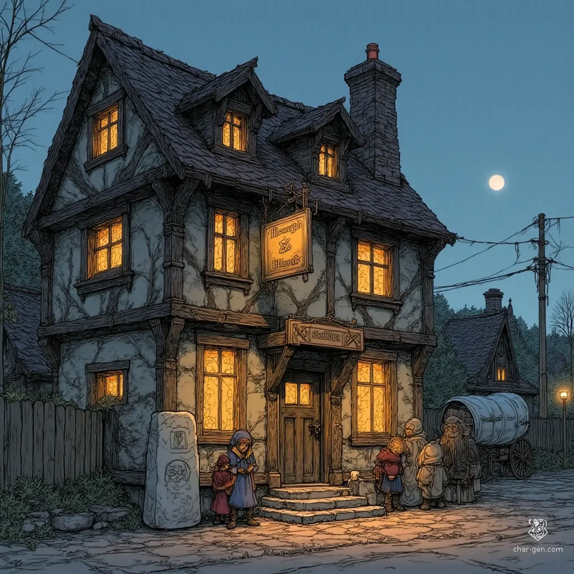 The Hearth & Hunk - AI-generated fantasy Tavern