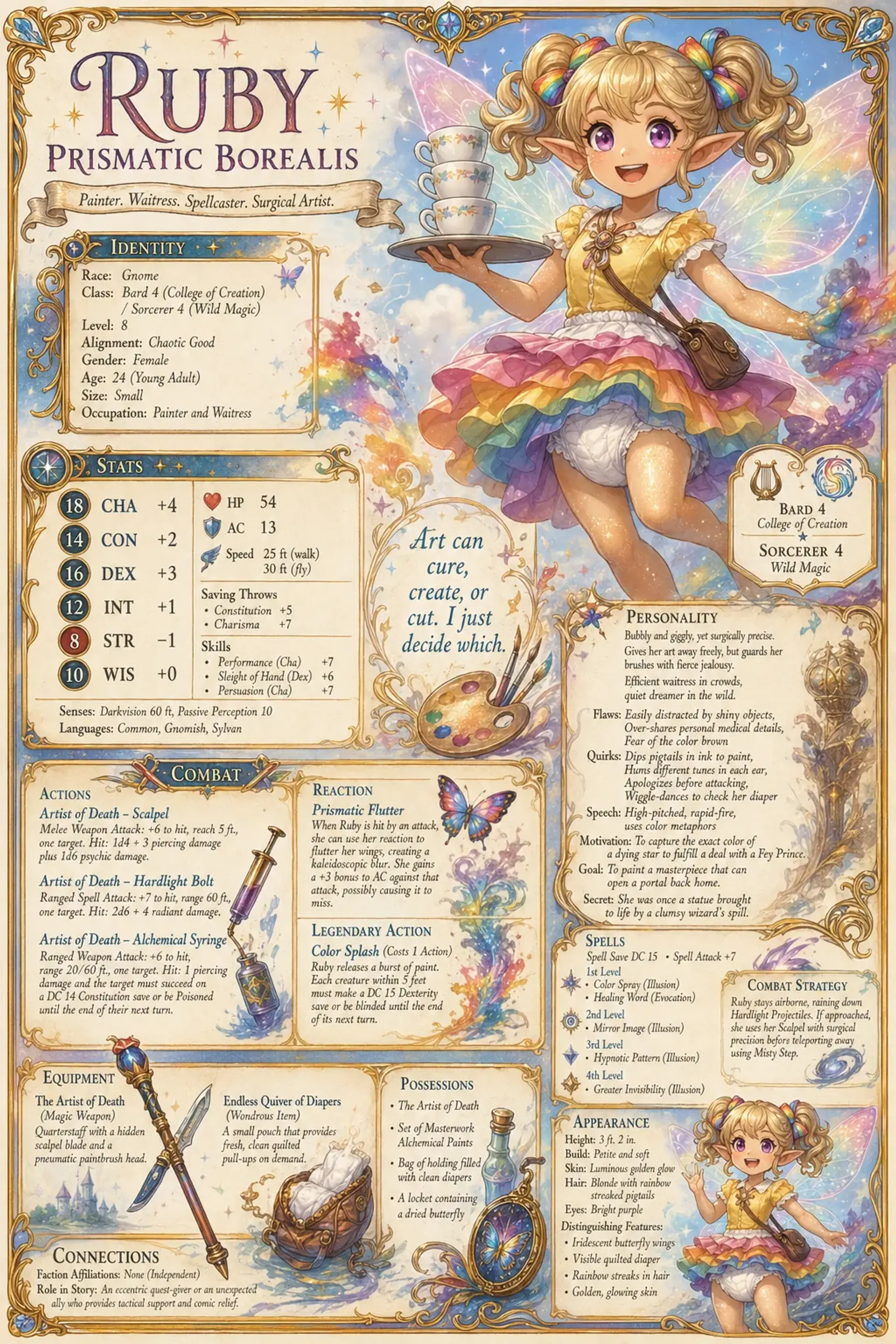 Ruby Prismatic Borealis - AI-generated fantasy NPC