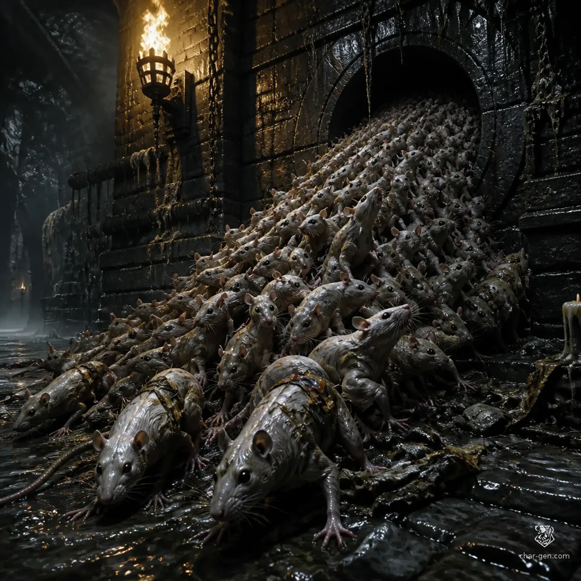 Black-Eyed Rat Swarm - AI-generated fantasy Monster