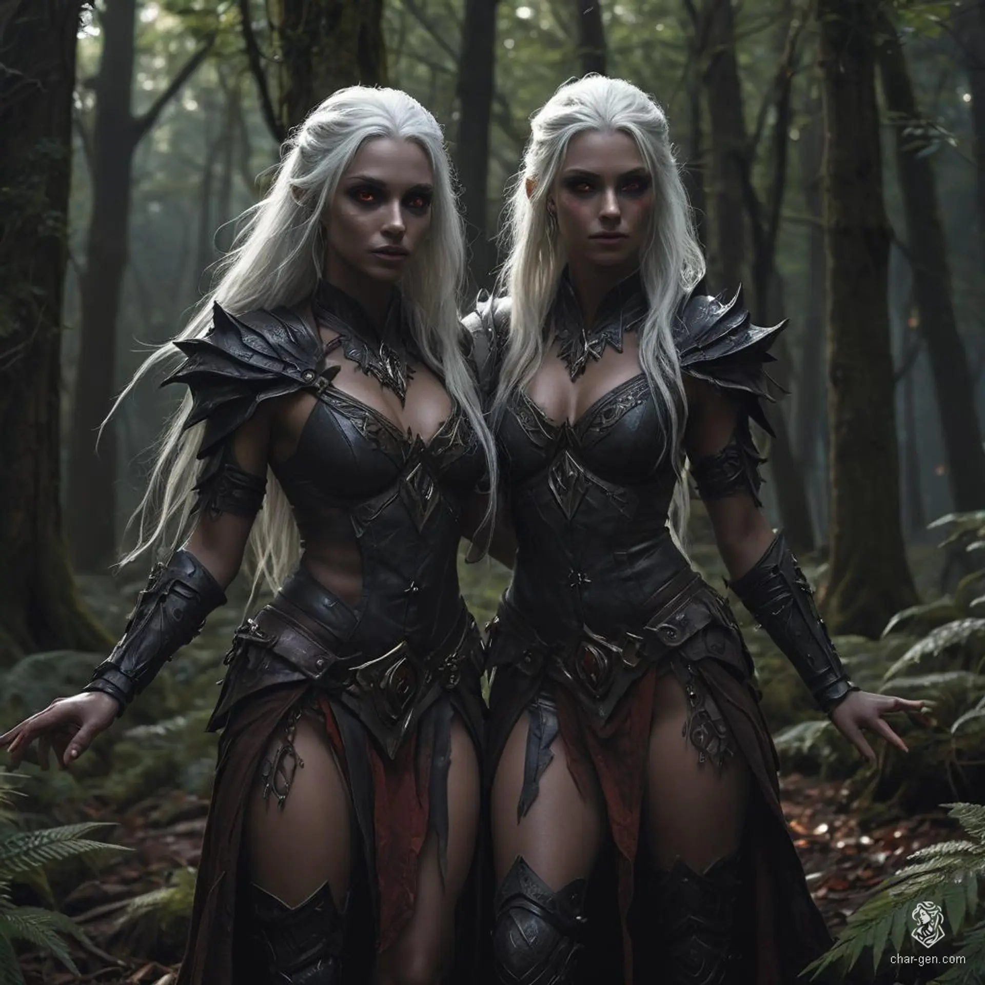 A Drow is a dark-skinned elf with striking white hair and intense red eyes, often wearing sleek, dark armor. Known for their cunning and agility, they are formidable adversaries in the shadowy corners of the fantasy world.