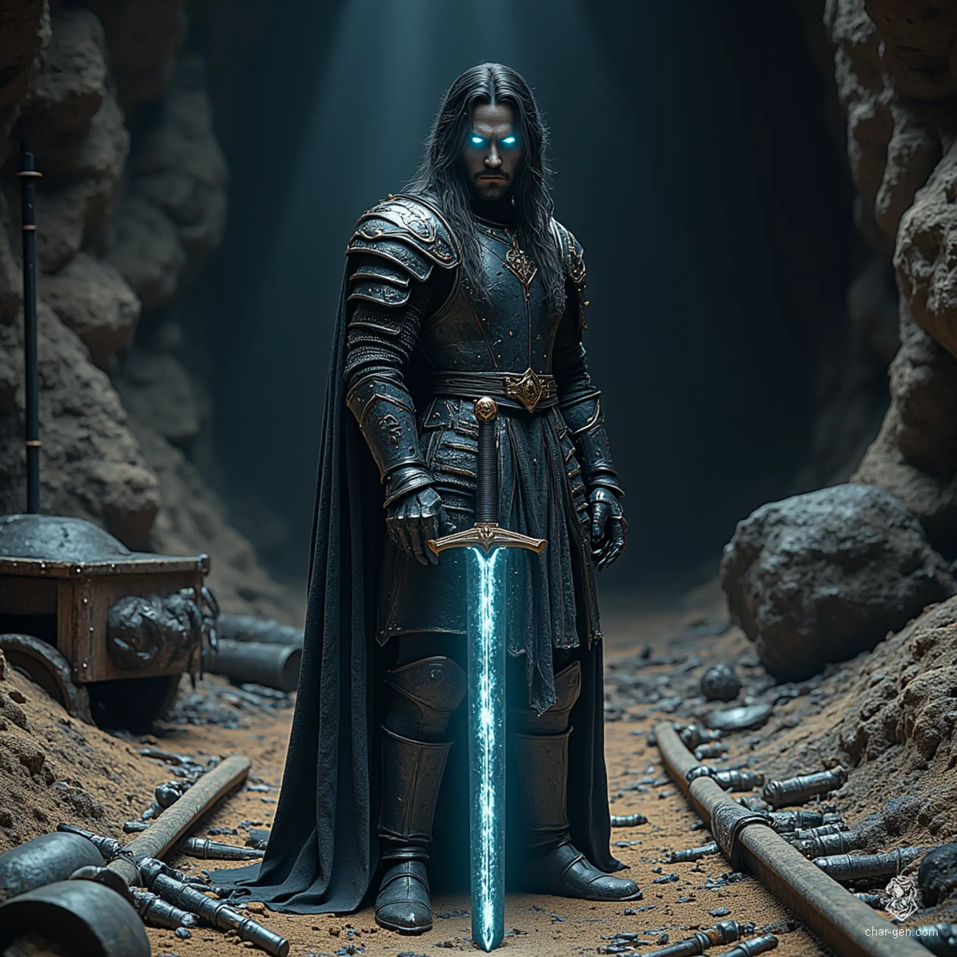 Elceran is a formidable shadar-kai fighter, boasting raven hair and obsidian eyes that pierce the shadows. Clad in intricate splint armor, he wields a magical greatsword with confidence, haunted by guilt and seeking redemption among the spirits he converses with. A haunting presence on the battlefield.