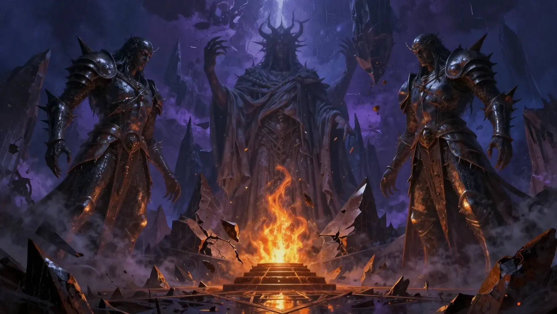 The Triptych of the Severed Rift - AI-generated fantasy Pantheon