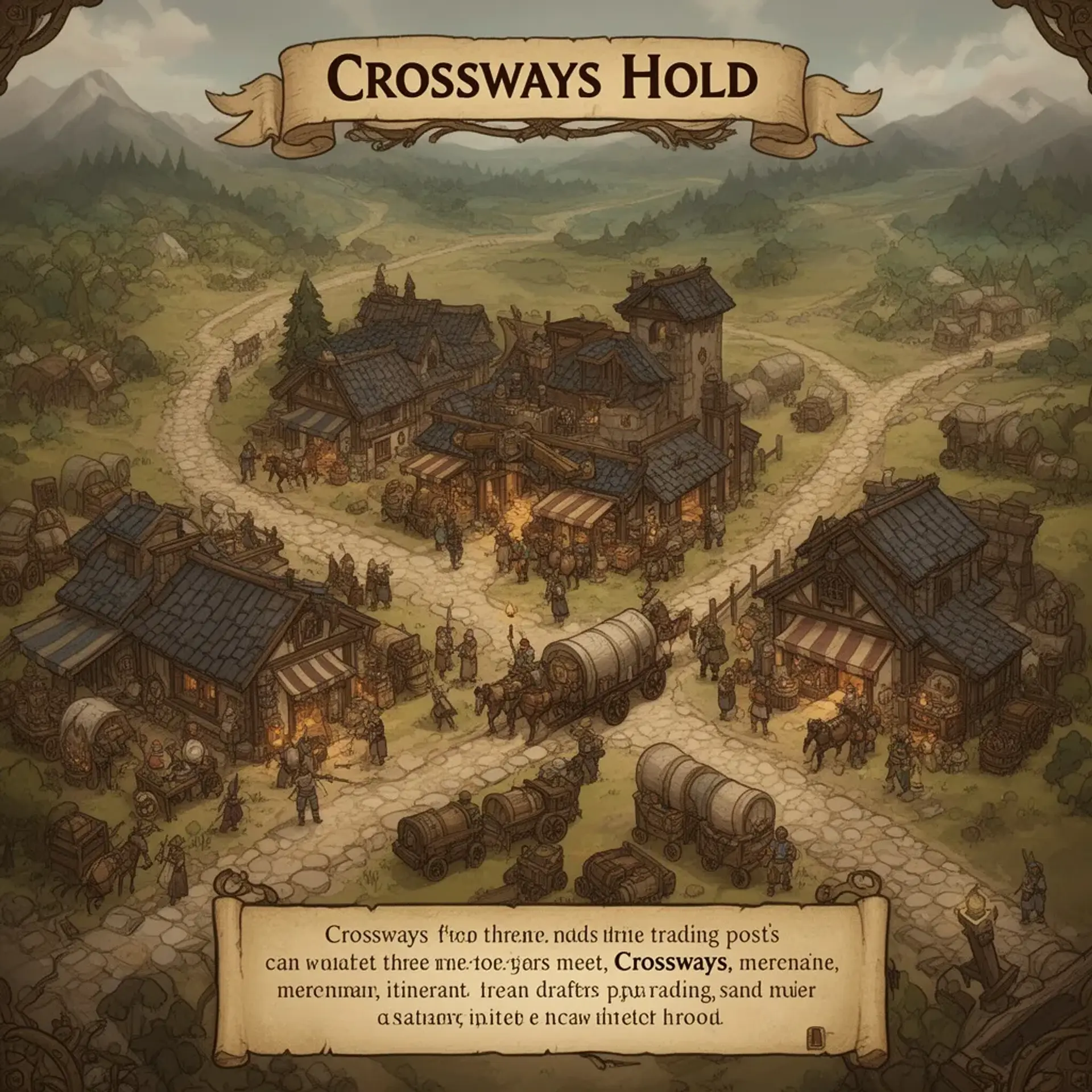 Crossways Hold - AI-generated fantasy Settlement