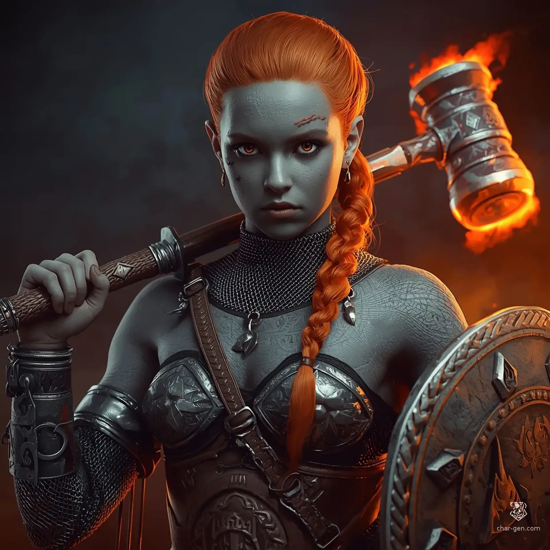 Runa Peak-Flame Thuliaga - AI-generated fantasy Character
