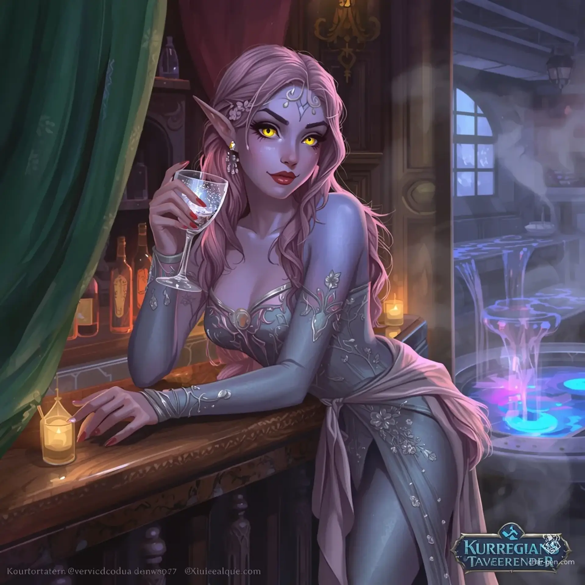 The Azure Respite - AI-generated fantasy Tavern