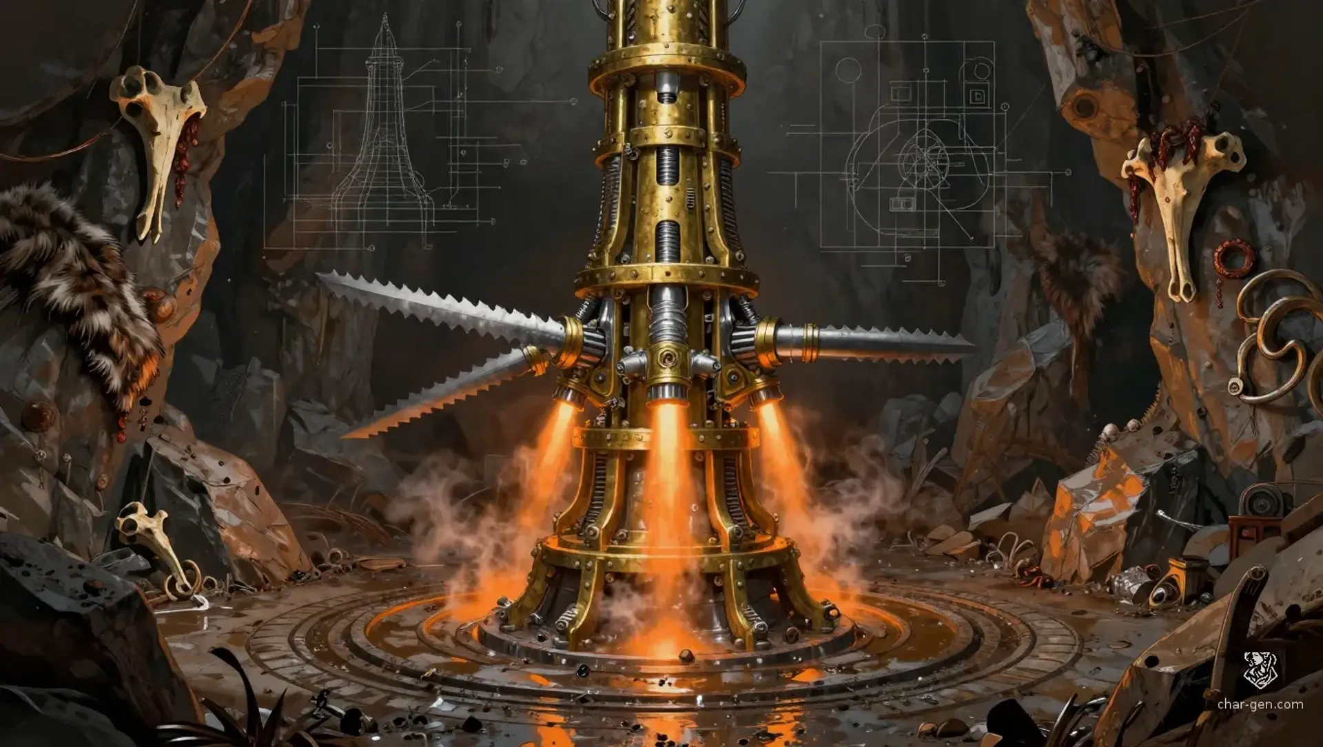 The Scavenged Iron-Spinner - AI-generated fantasy Hazard