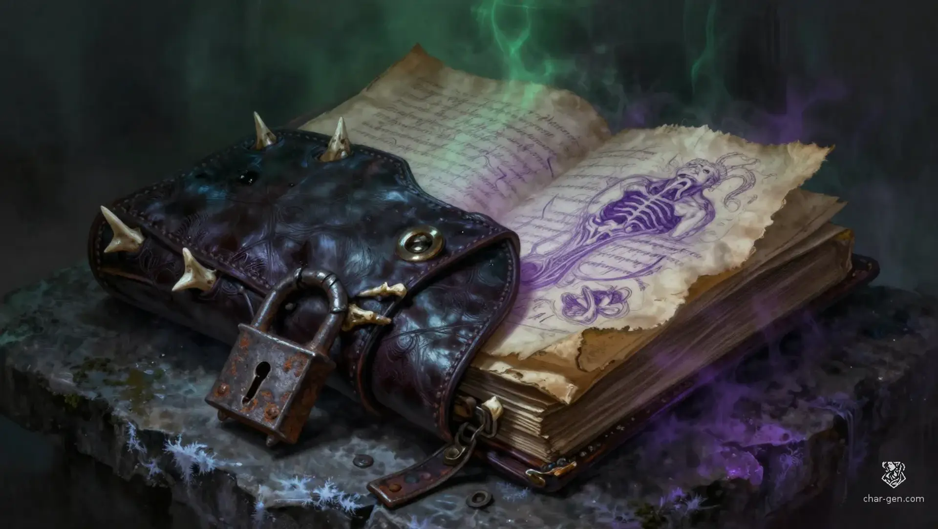The Sepulcher Script of Silas Vane - AI-generated fantasy Spellbook