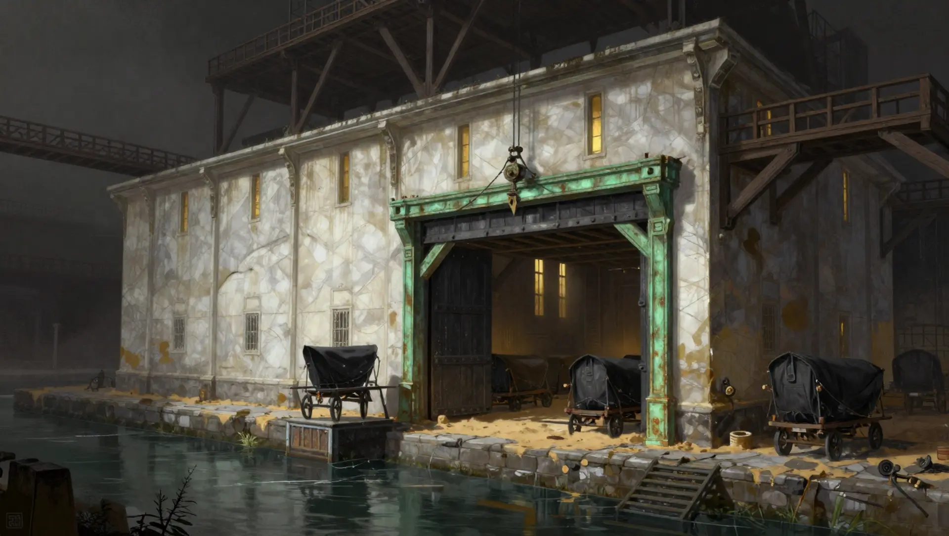 The Seven Canal Warehouse | Fantasy Building Generated by CharGen