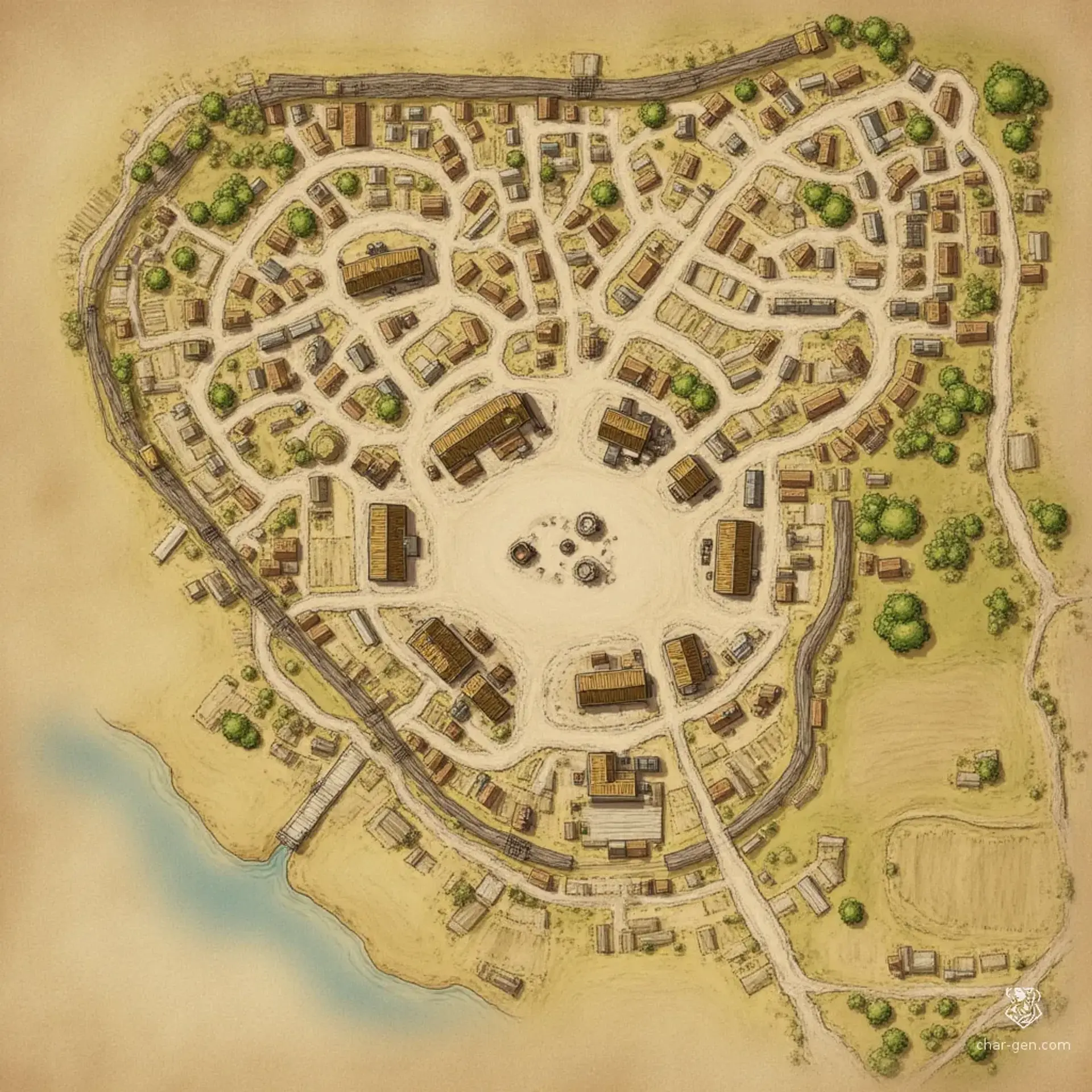 Ashwell Cross - AI-generated fantasy Settlement