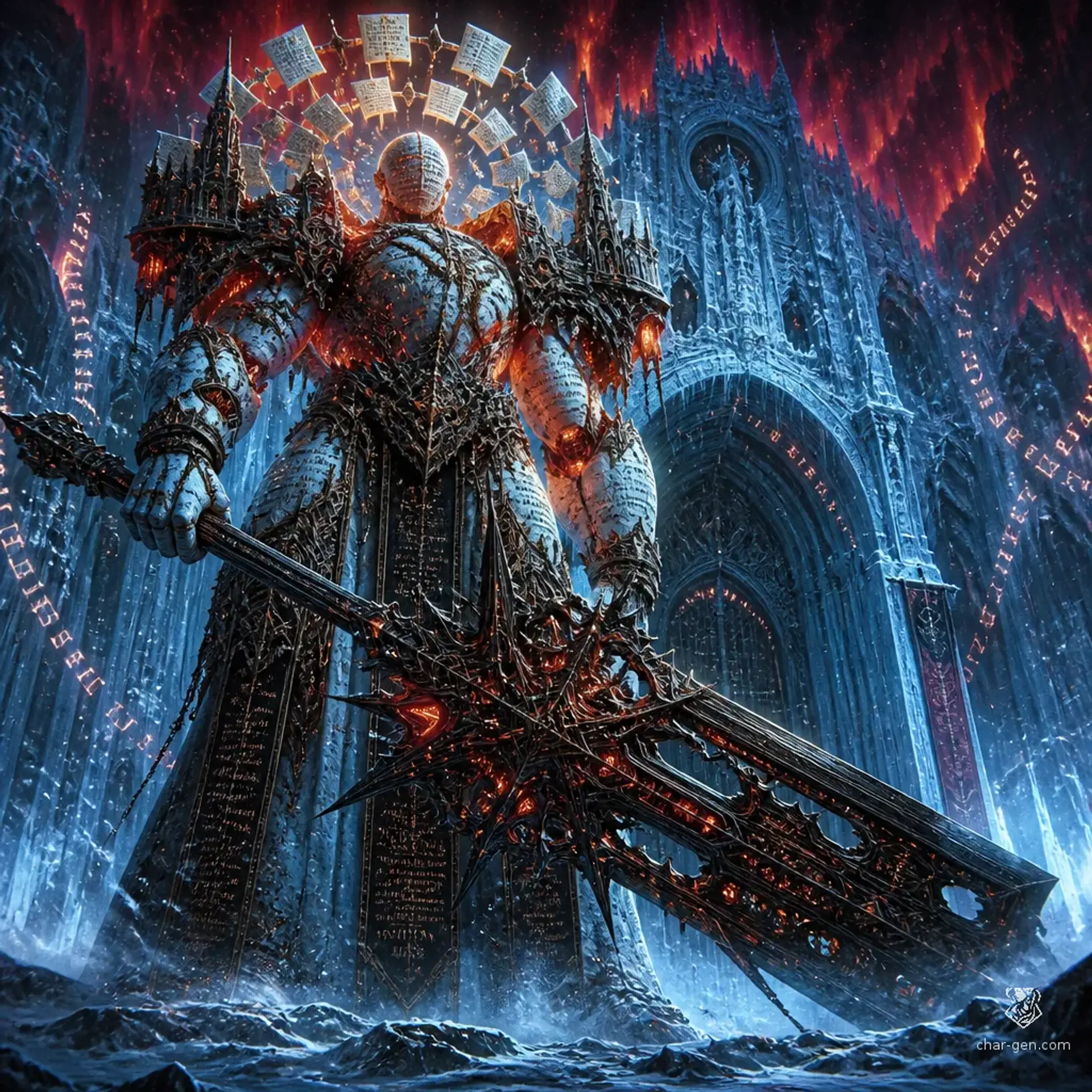 The Argent Inferno, Gatekeeper of a Thousand Tales - AI-generated fantasy Monster