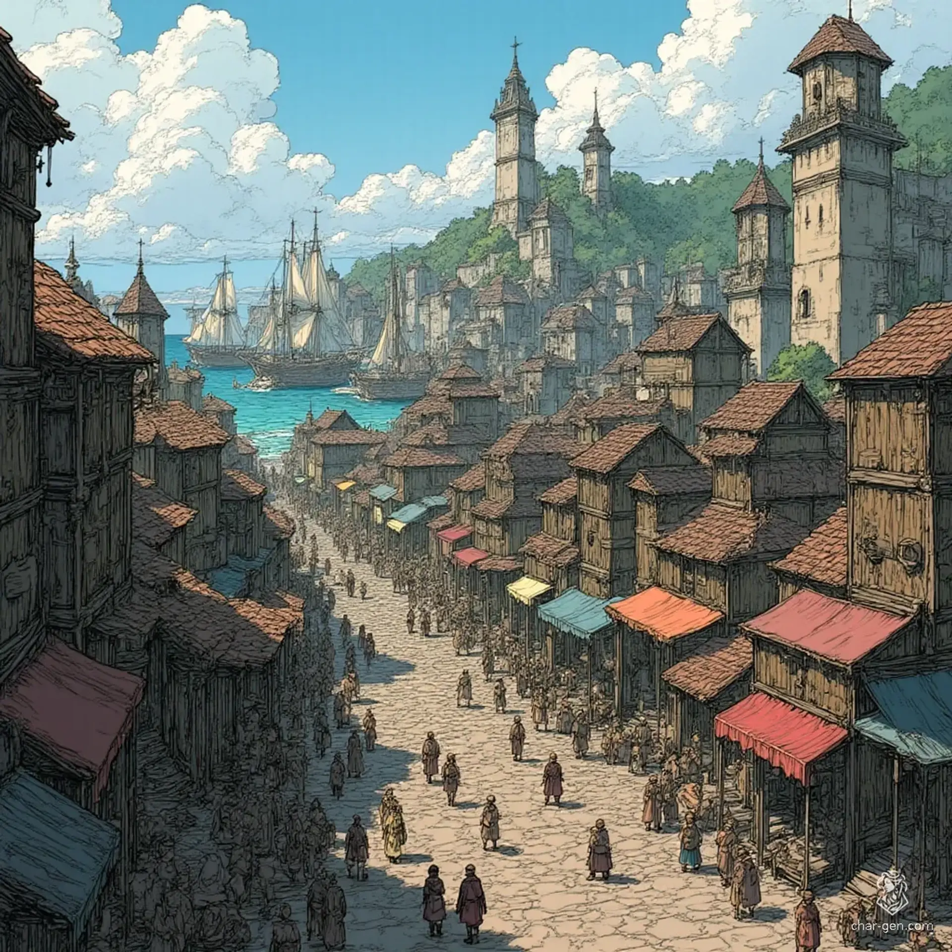 Seaborne Reach - AI-generated fantasy Settlement