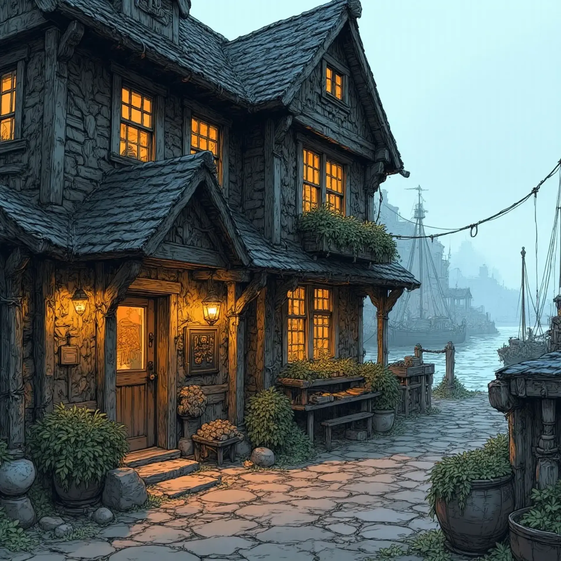 Horn & Serpent Alehouse - AI-generated fantasy Tavern
