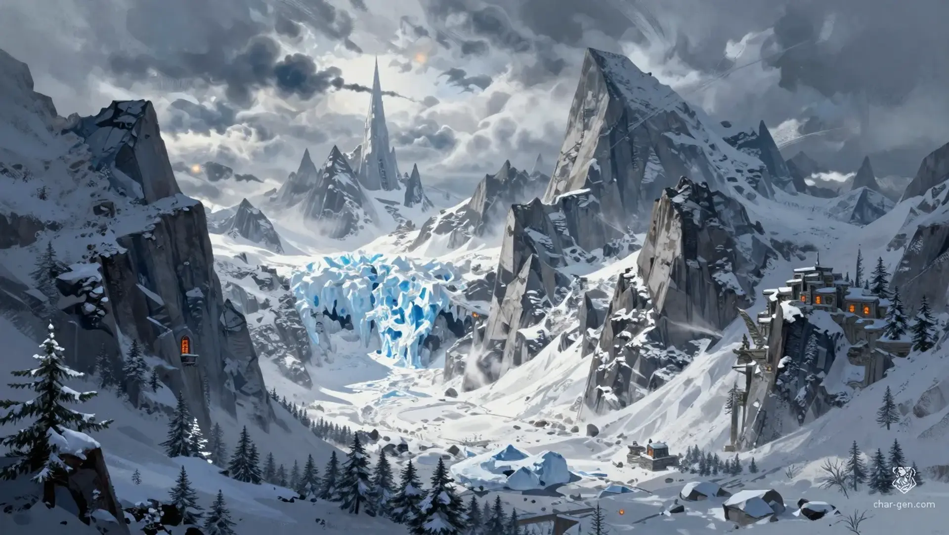 The Frostbound Spires - AI-generated fantasy Region