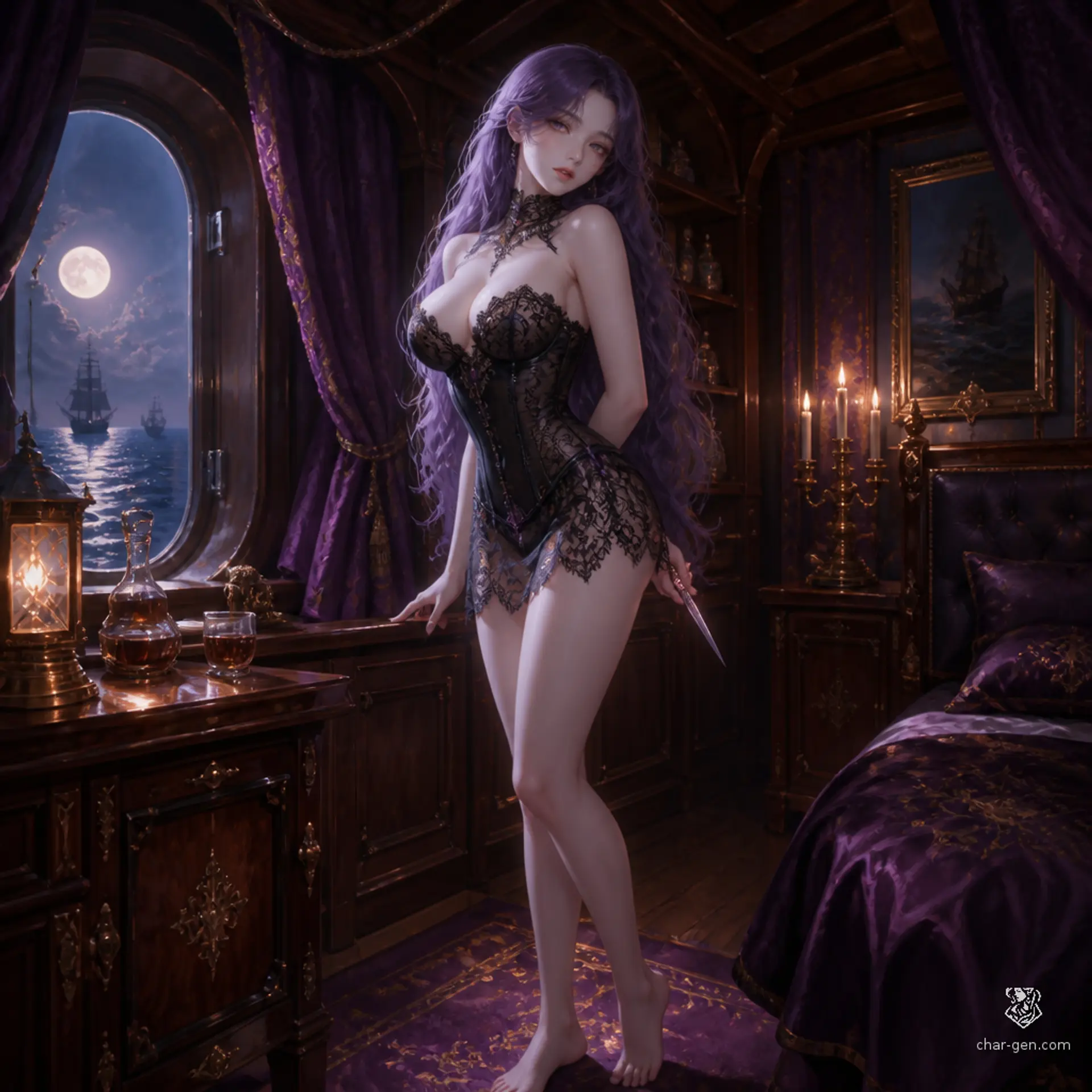 Silt, the Violet Shadow - AI-generated fantasy Monster