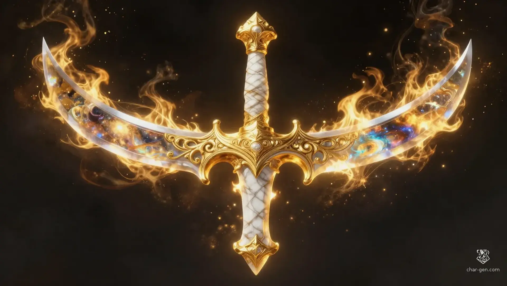 Aethelgard: The Solar Twin-Blade - AI-generated fantasy Magic Item