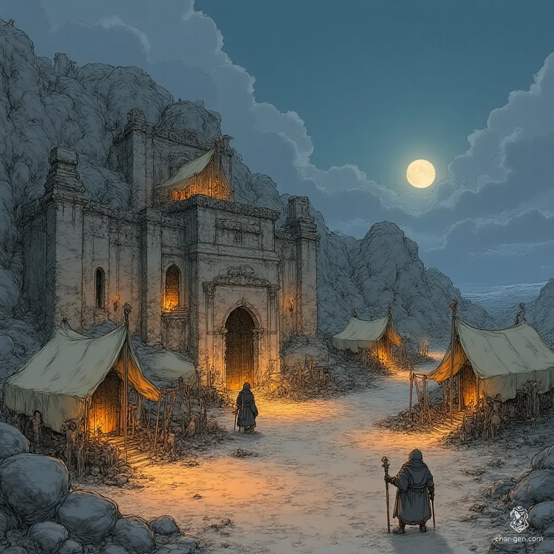 Lunarch Outpost - AI-generated fantasy Settlement