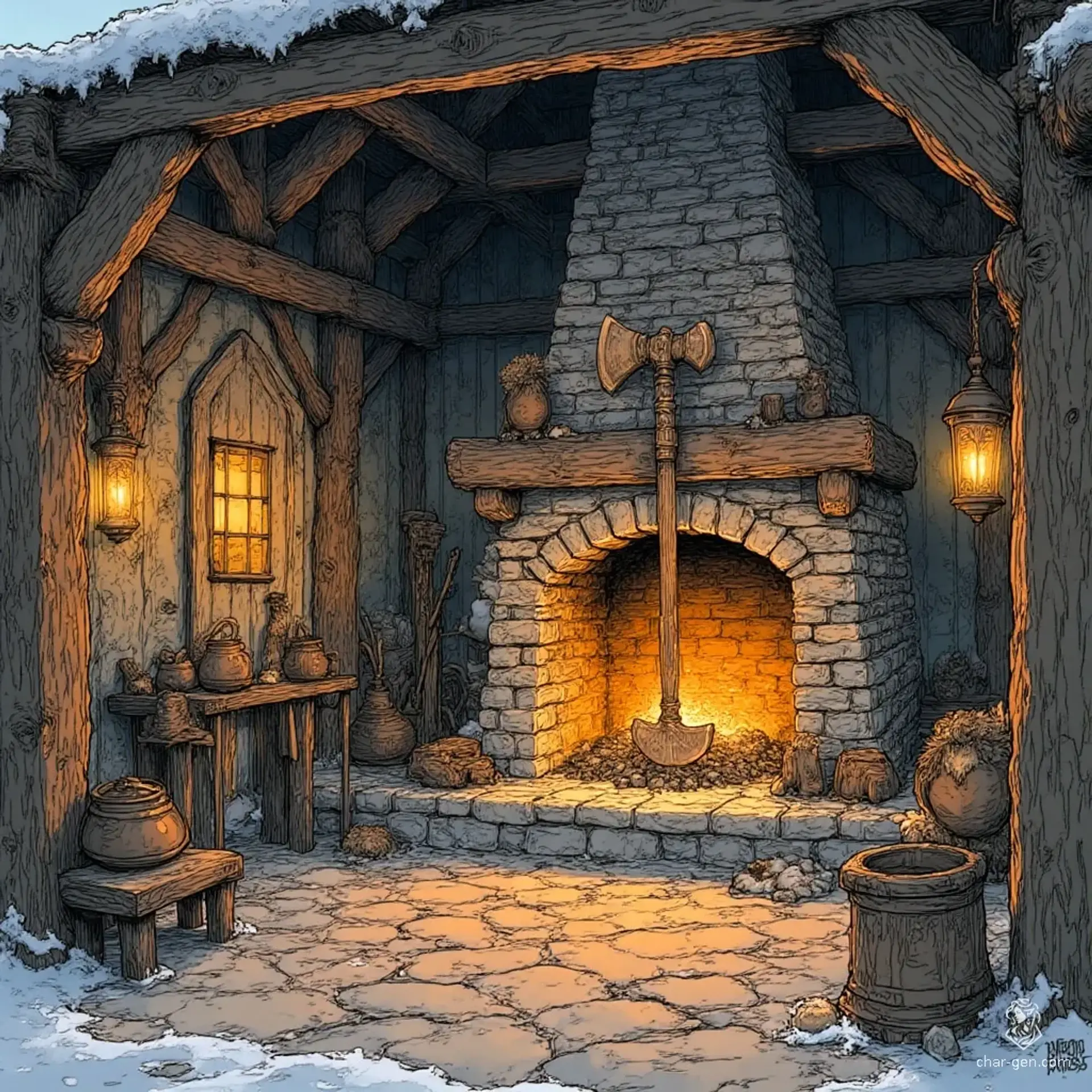 The Axe of Fire - AI-generated fantasy Tavern