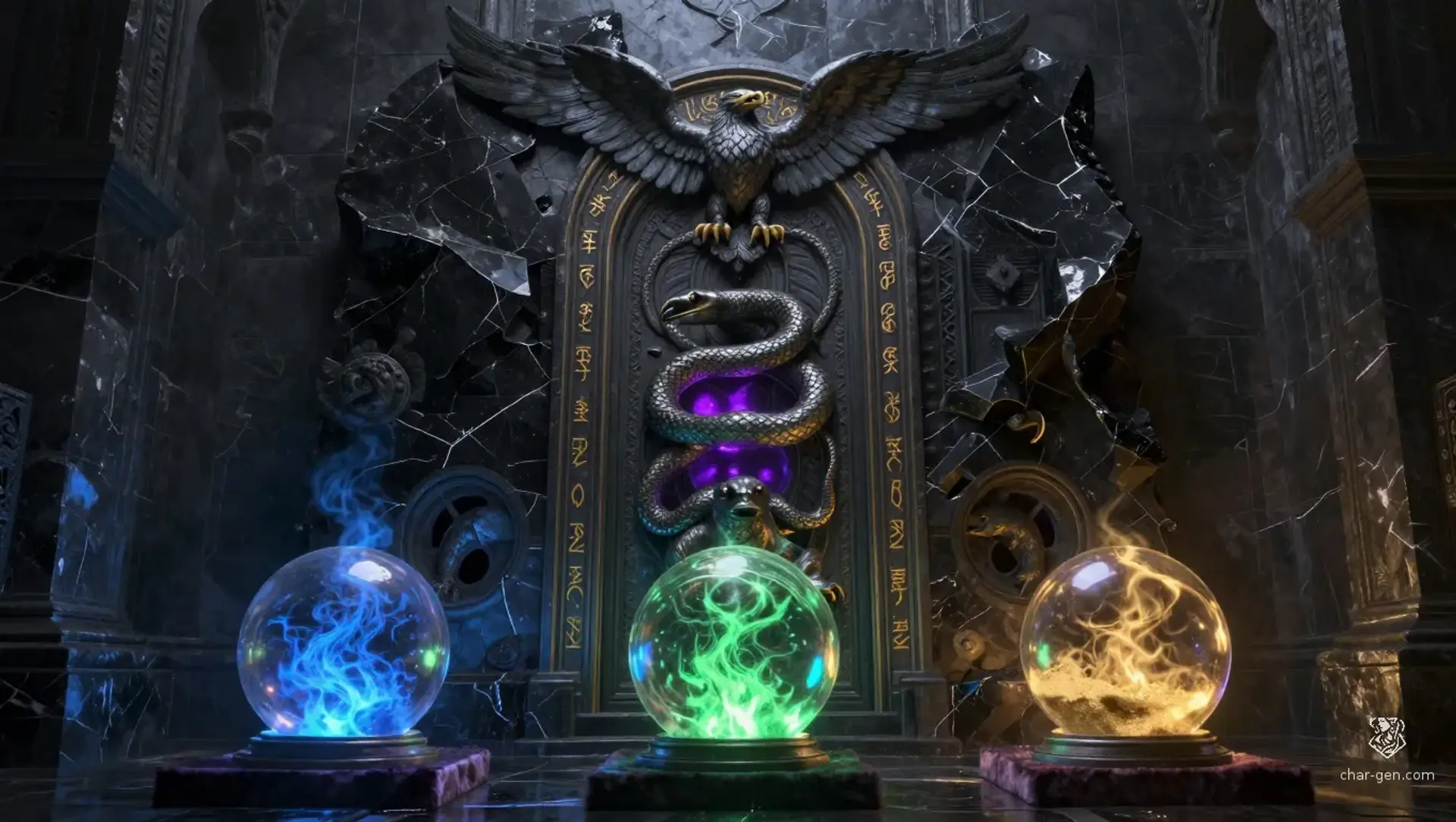 The Ward of the Three Guardians - AI-generated fantasy Puzzle