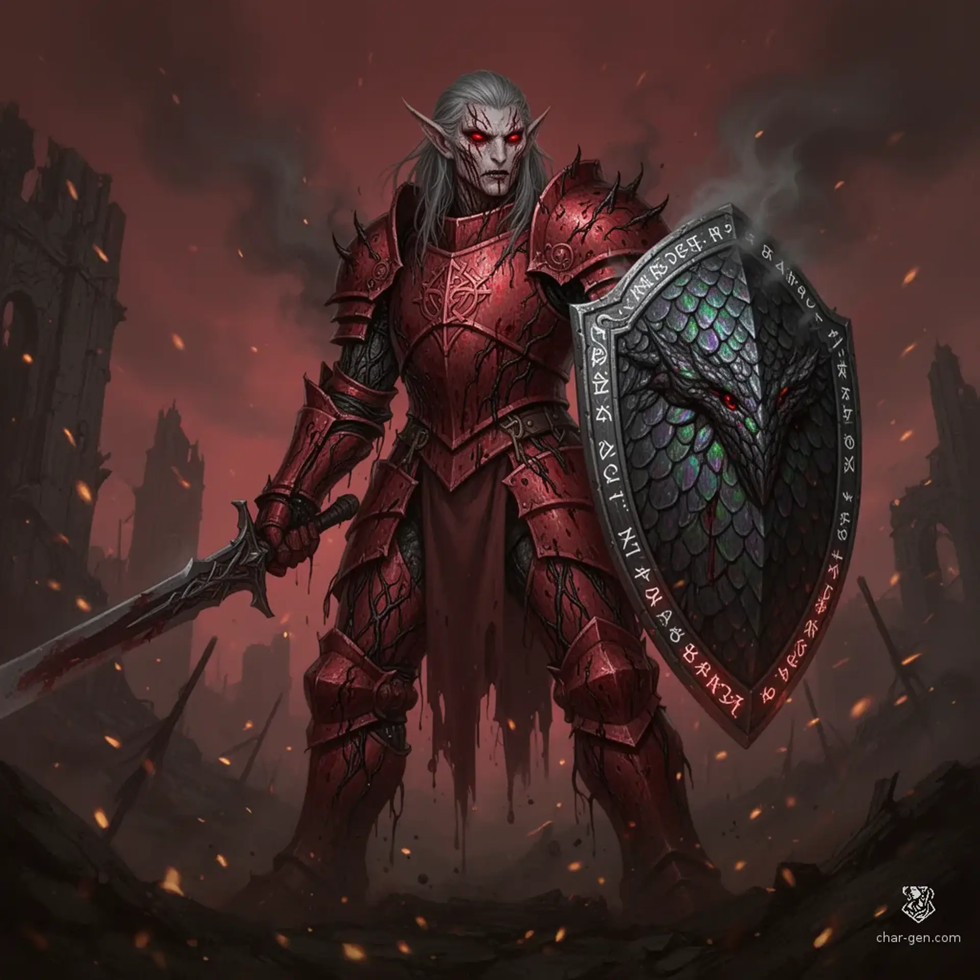 Crimson Oathbound Knight - AI-generated fantasy Monster