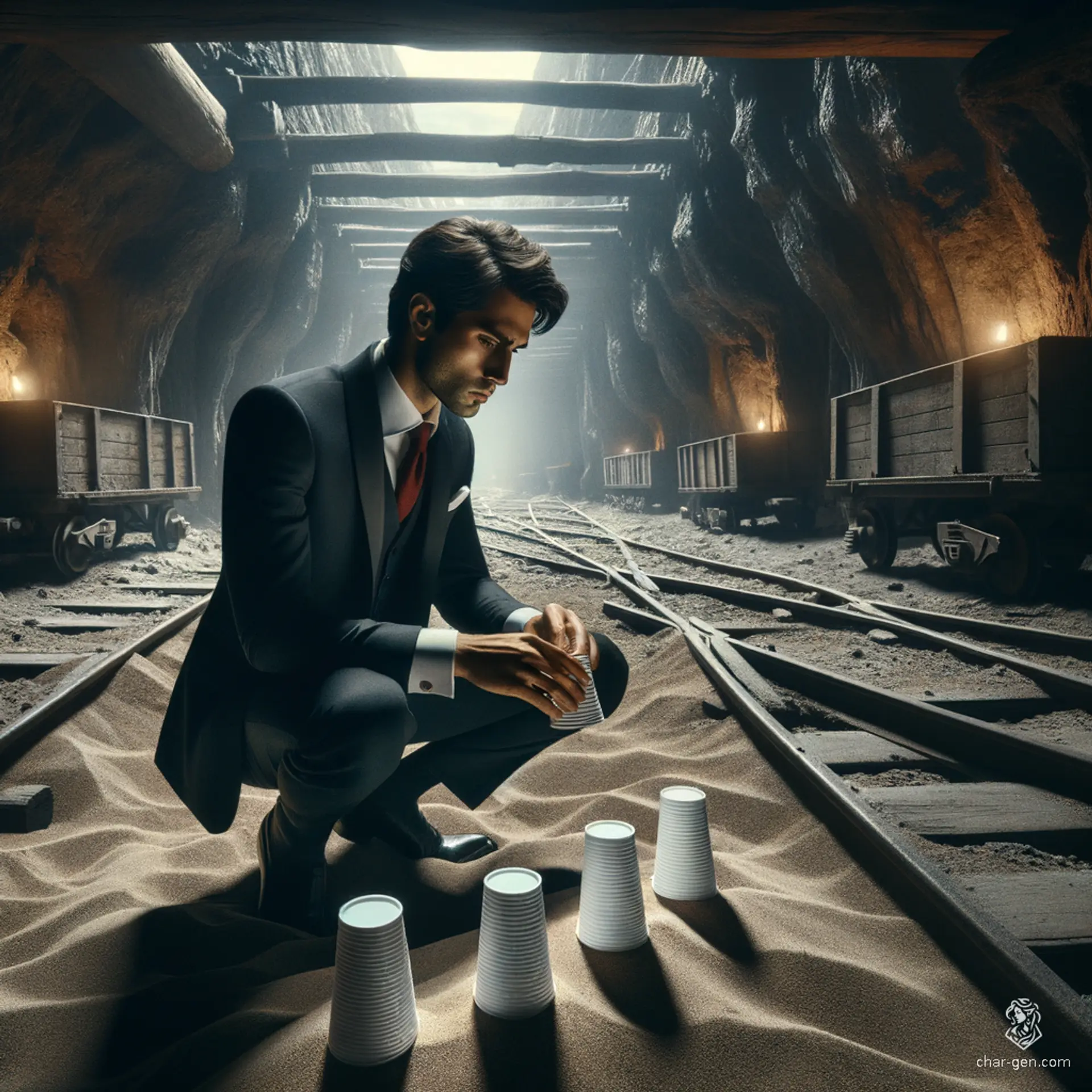 A cunning trickster, adept at sleights of hand and deception, this fantasy character dons a black suit, white shirt, and red tie. Expert in illusion and persuasion, they use their skills to outwit opponents and navigate the murky waters of intrigue and espionage.