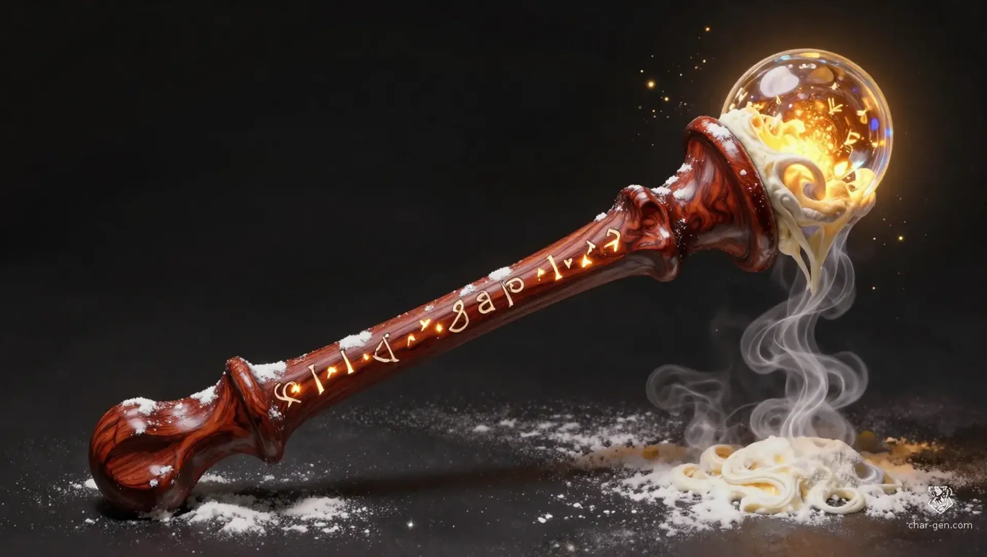The Butterfoot Hearthstaff - AI-generated fantasy Magic Item