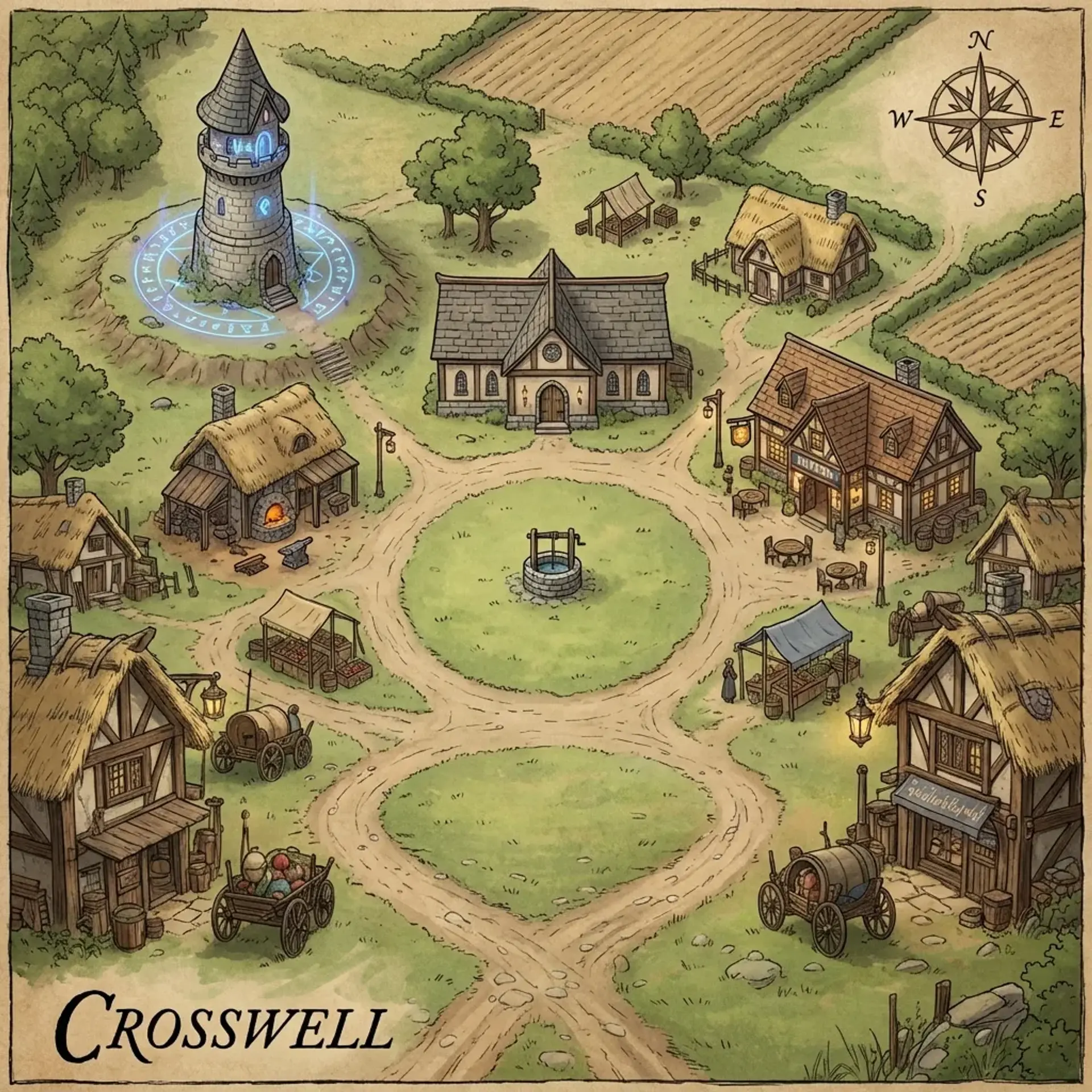 Crosswell - AI-generated fantasy Settlement