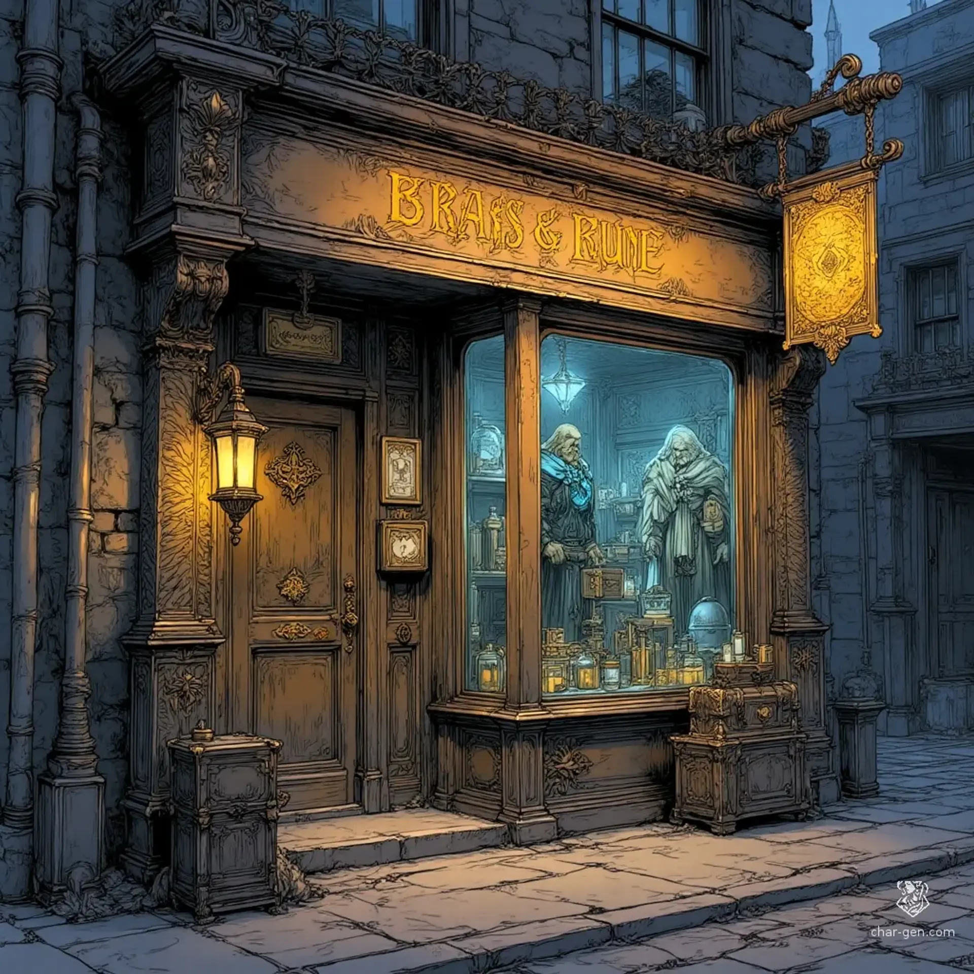 The Brass & Rune Emporium - AI-generated fantasy Shop