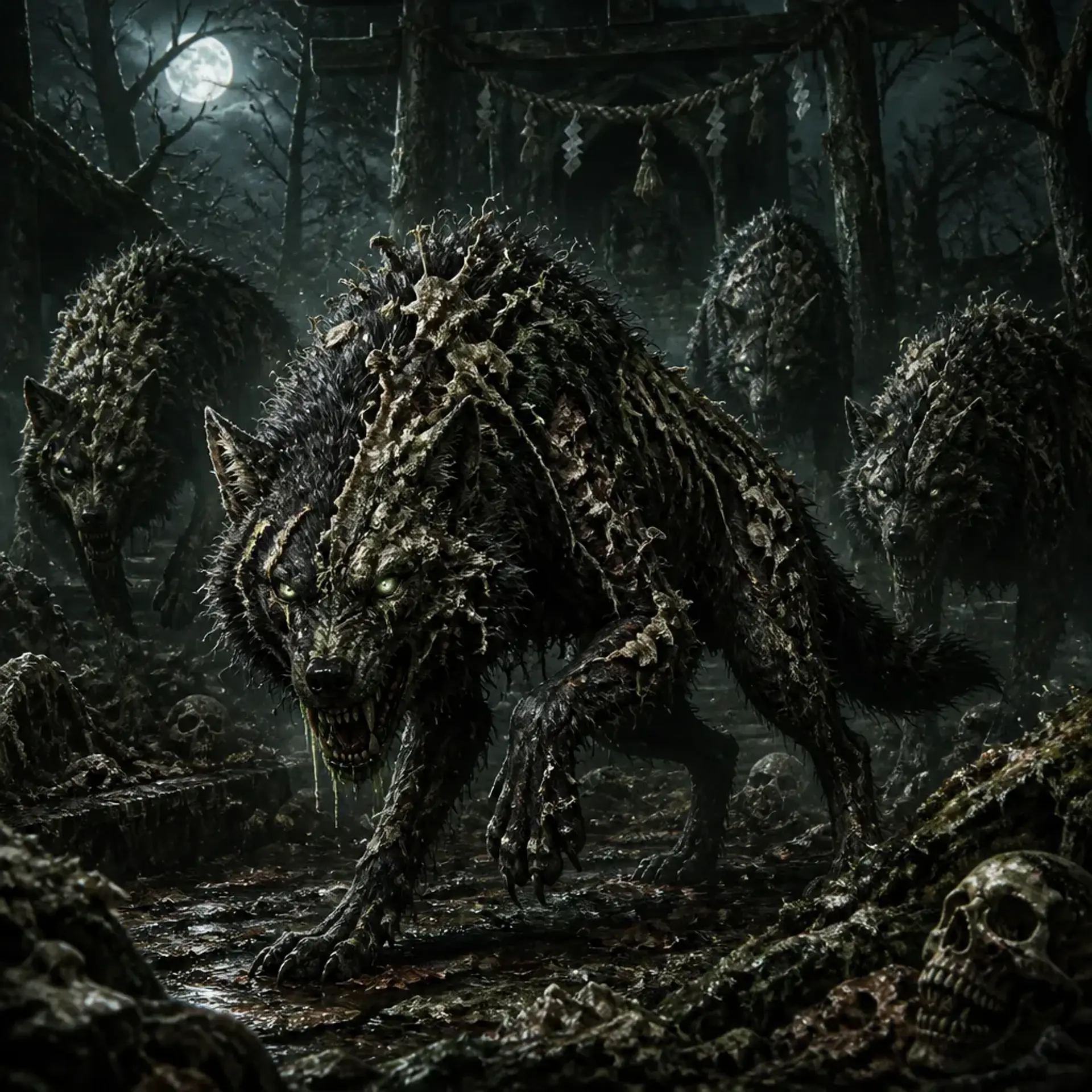 Corrupted Wolves - AI-generated fantasy Monster