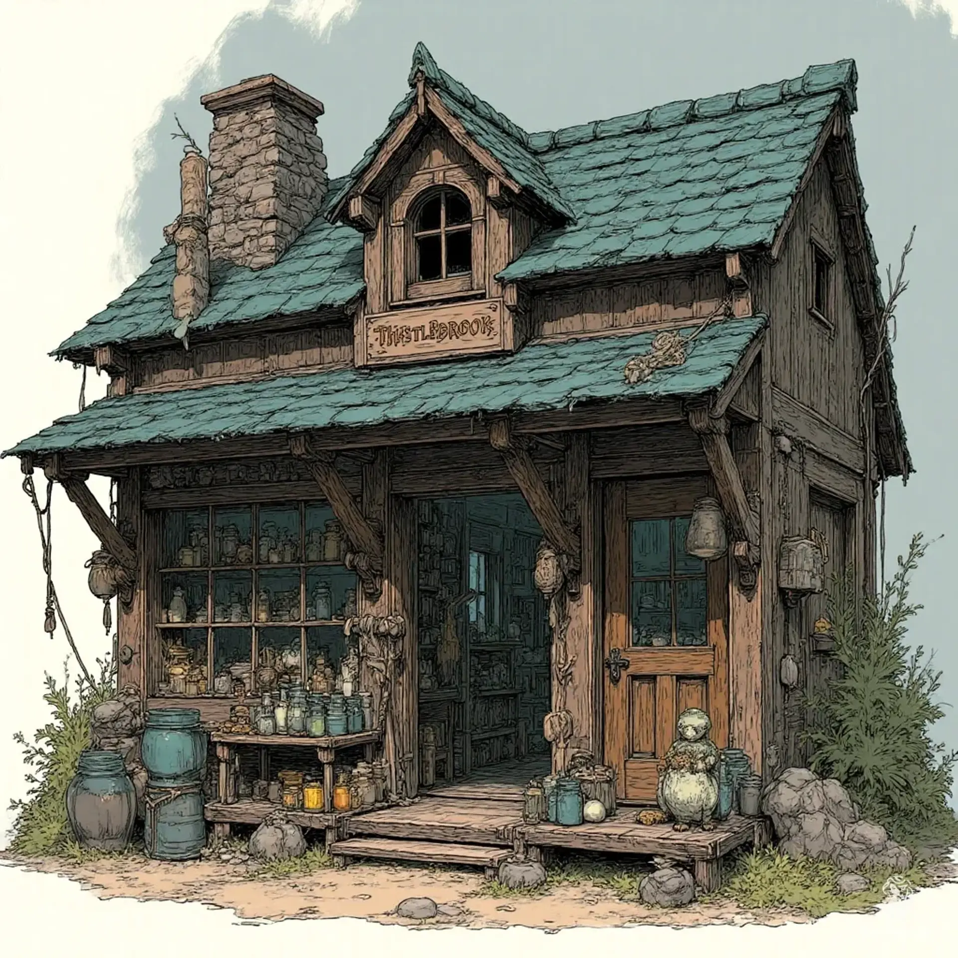 Thistlebrook's Sundries & Supplies - AI-generated fantasy Shop