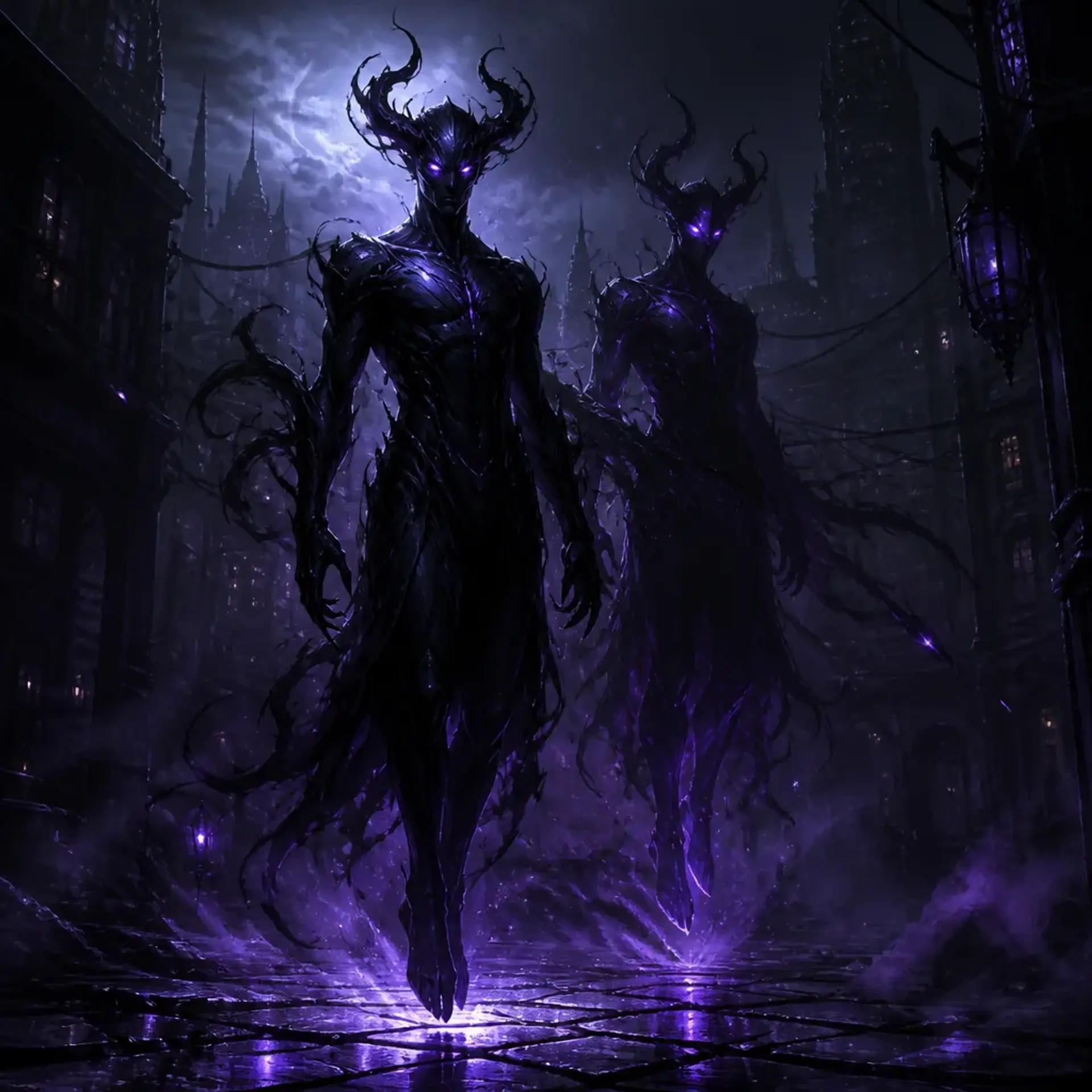 Umbra and Nyx, Shadowstalker Psions - AI-generated fantasy Monster