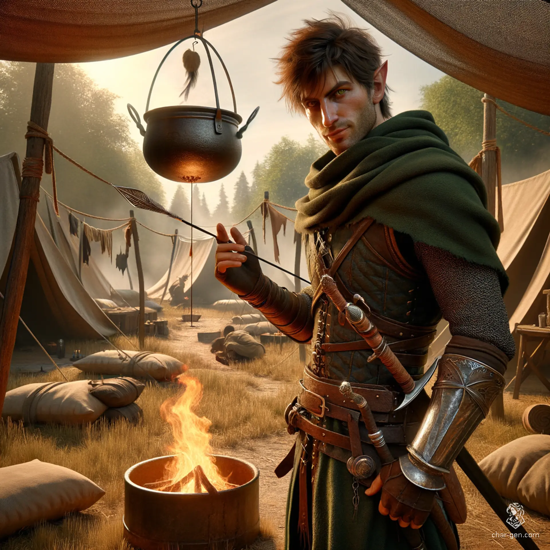 Kip Quickfingers is a sly, well-dressed halfling gambler known for his red tie and expertise in shell games. His charming demeanor hides a sharp mind and quick hands, making him both a formidable trickster and a charismatic rogue in any high-stakes situation.