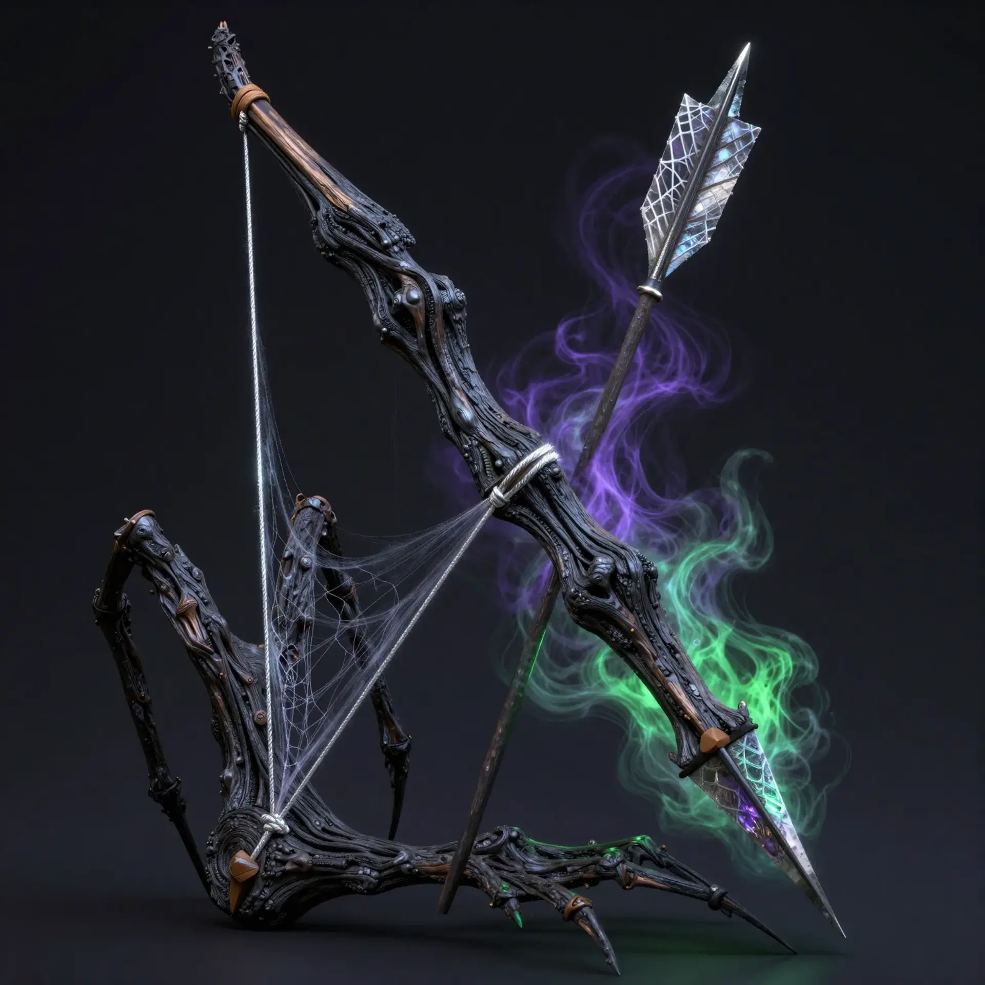 Widow-Bough Shortbow and Silken Arrows - AI-generated fantasy Magic Item