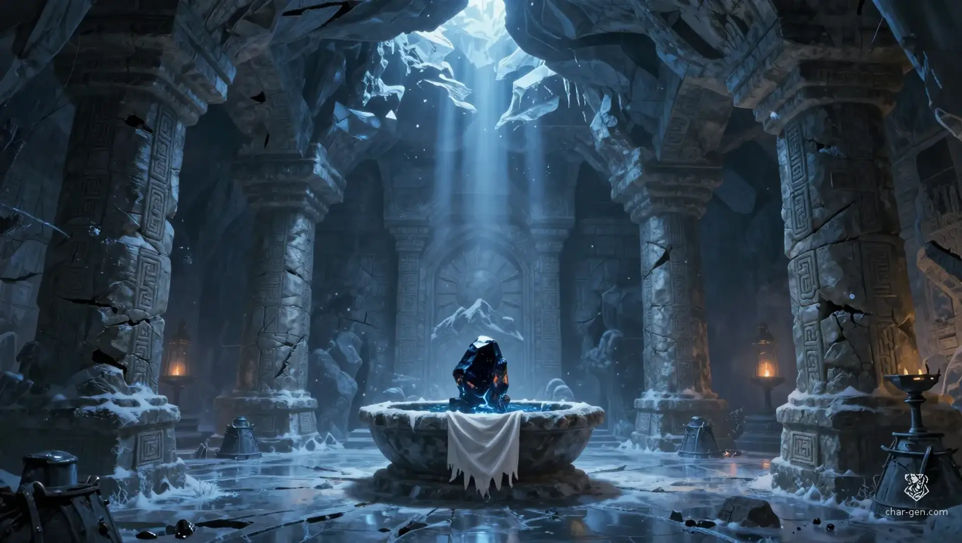 The Frozen Basin - AI-generated fantasy Building