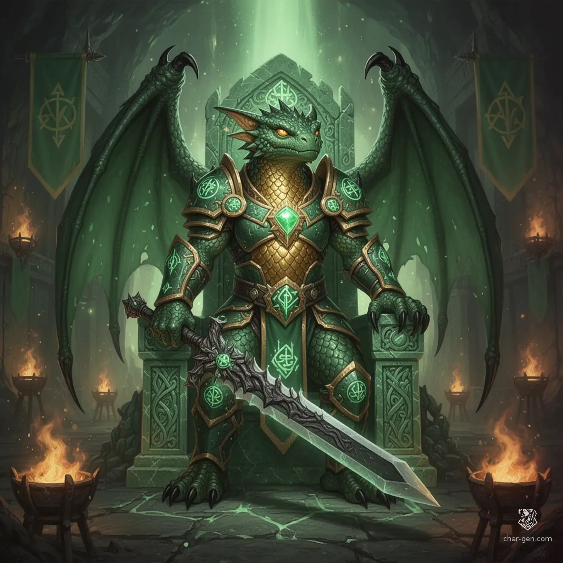 High King Voraak Emerald-Heart - AI-generated fantasy NPC