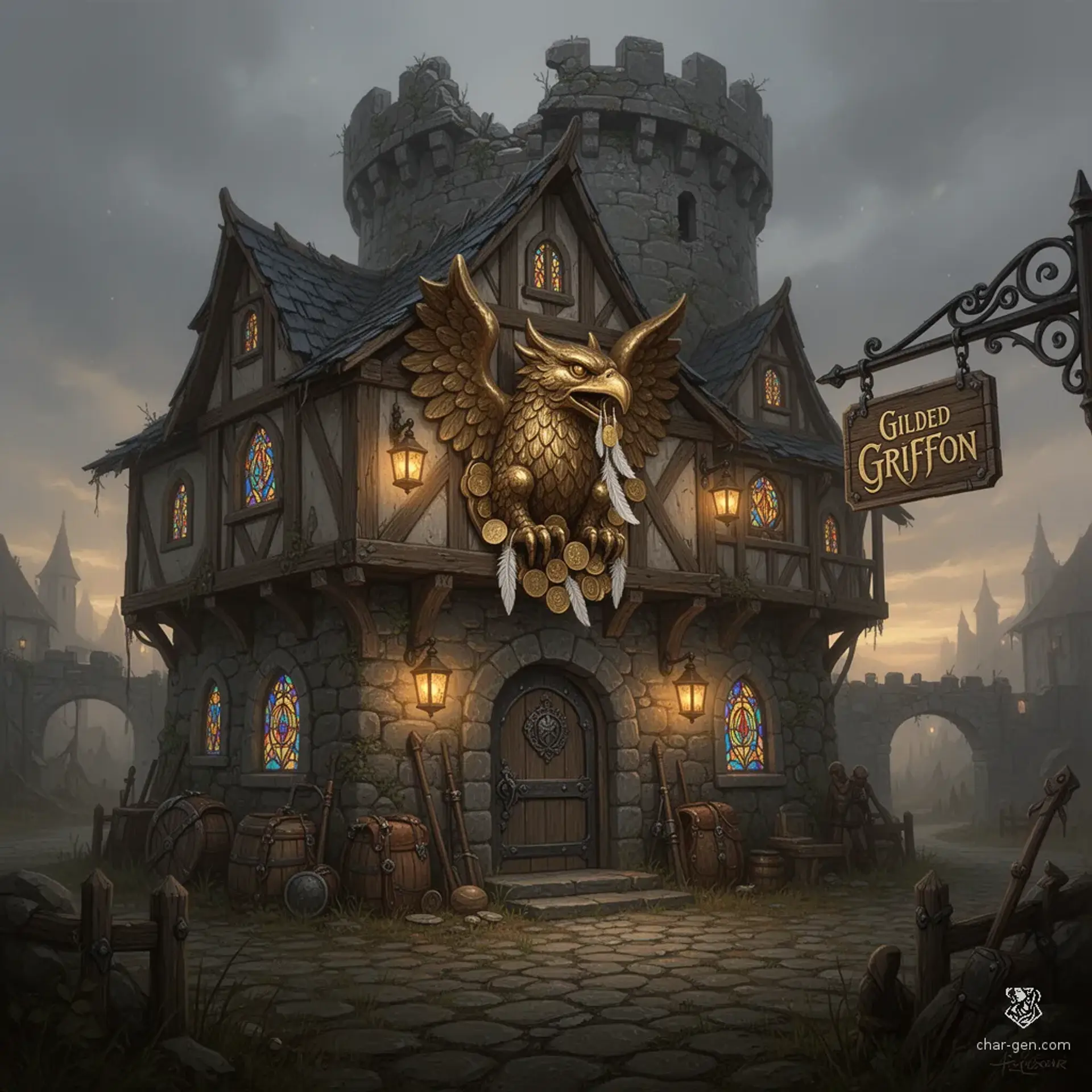The Gilded Griffon - AI-generated fantasy Tavern