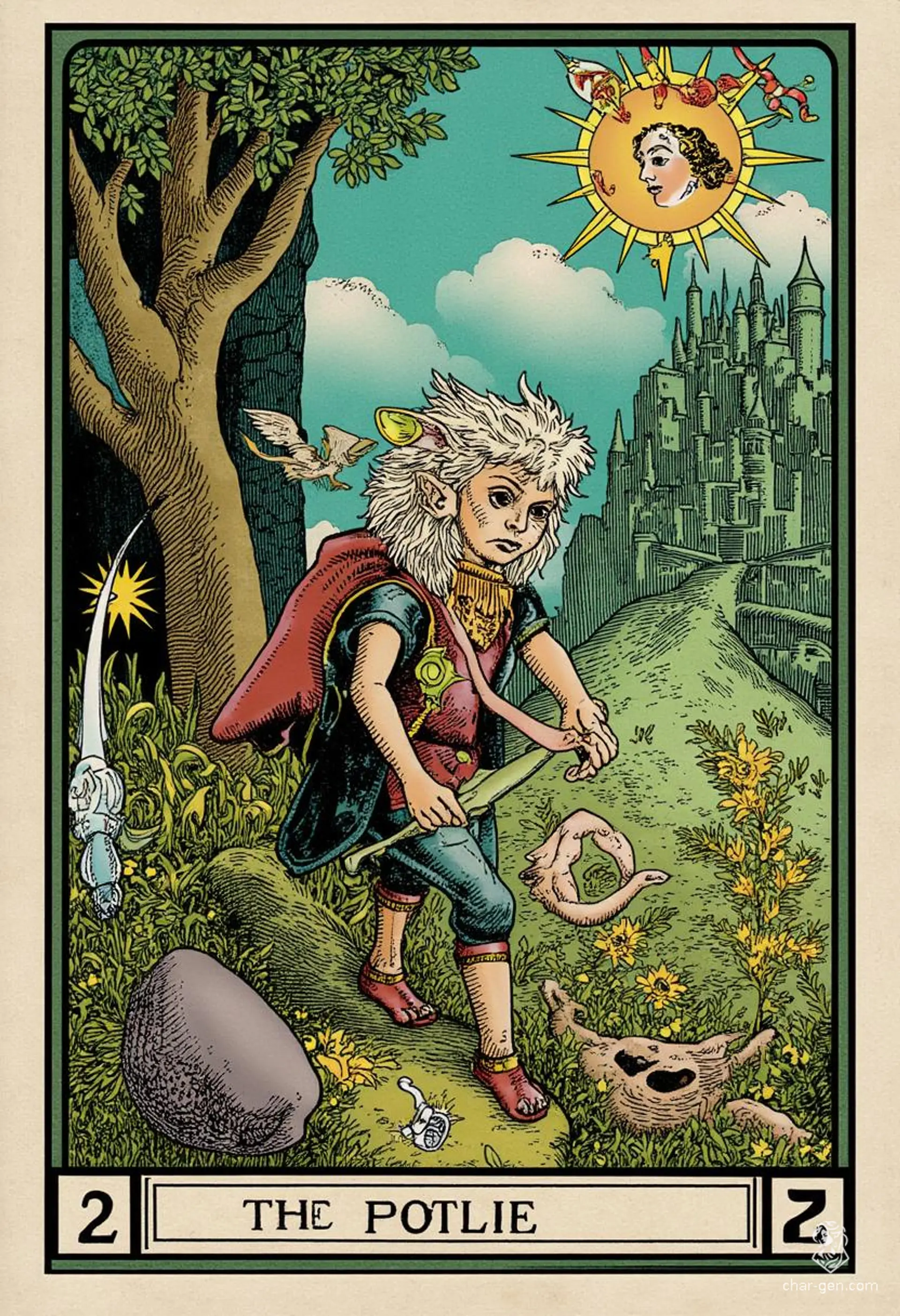 Bittles is a nimble goblin rogue with a stealthy demeanor and a small, wiry frame. Adorned in intricately detailed leather armor, he wields a slender green-gemmed dagger with confidence. With sharp goblin features and a light-footed stance, he's a master of the shadows, always ready for his next caper.