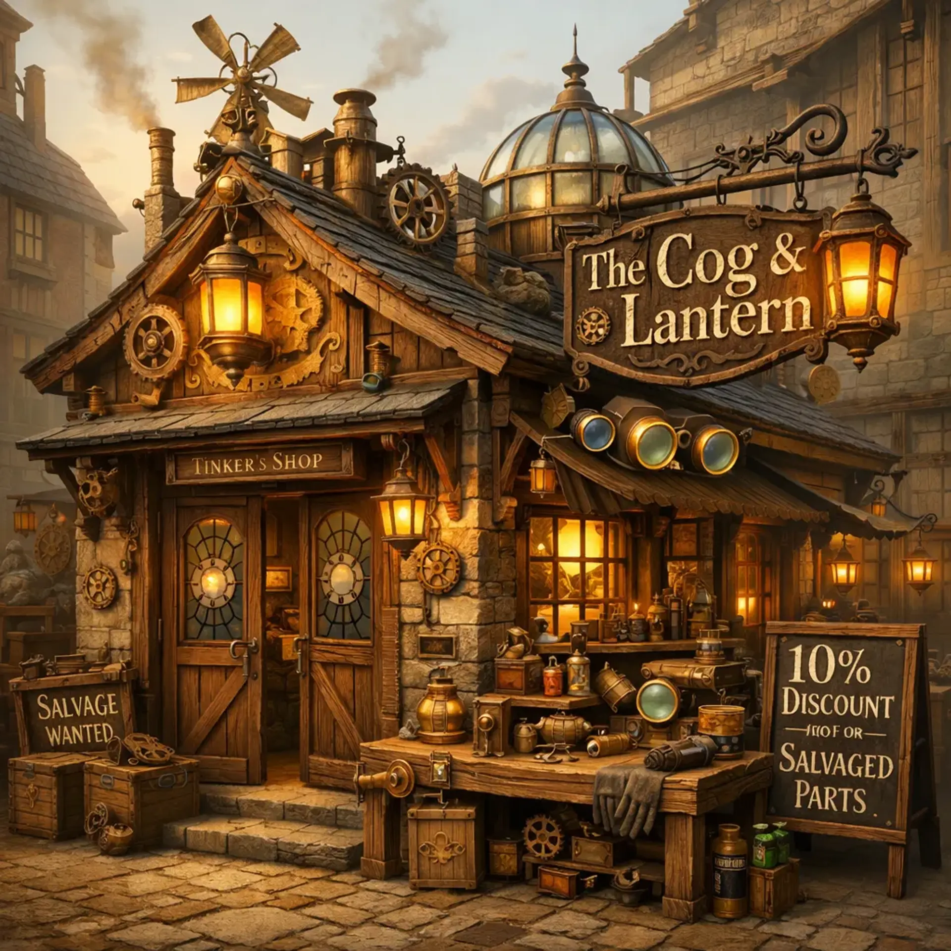 The Cog & Lantern - AI-generated fantasy Shop