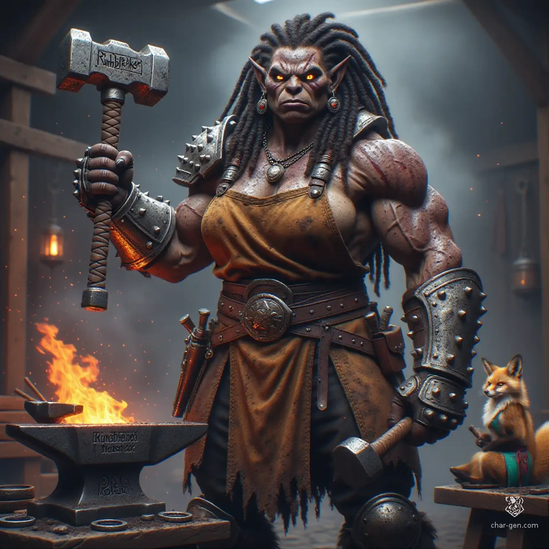Hephestia Emberhand - AI-generated fantasy NPC