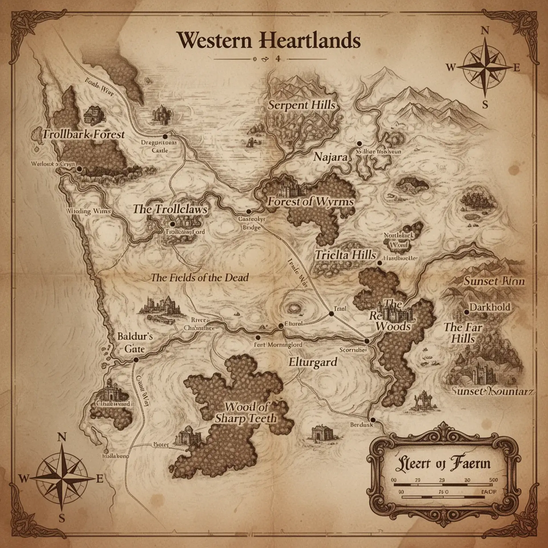 The Western Heartlands - AI-generated fantasy Region