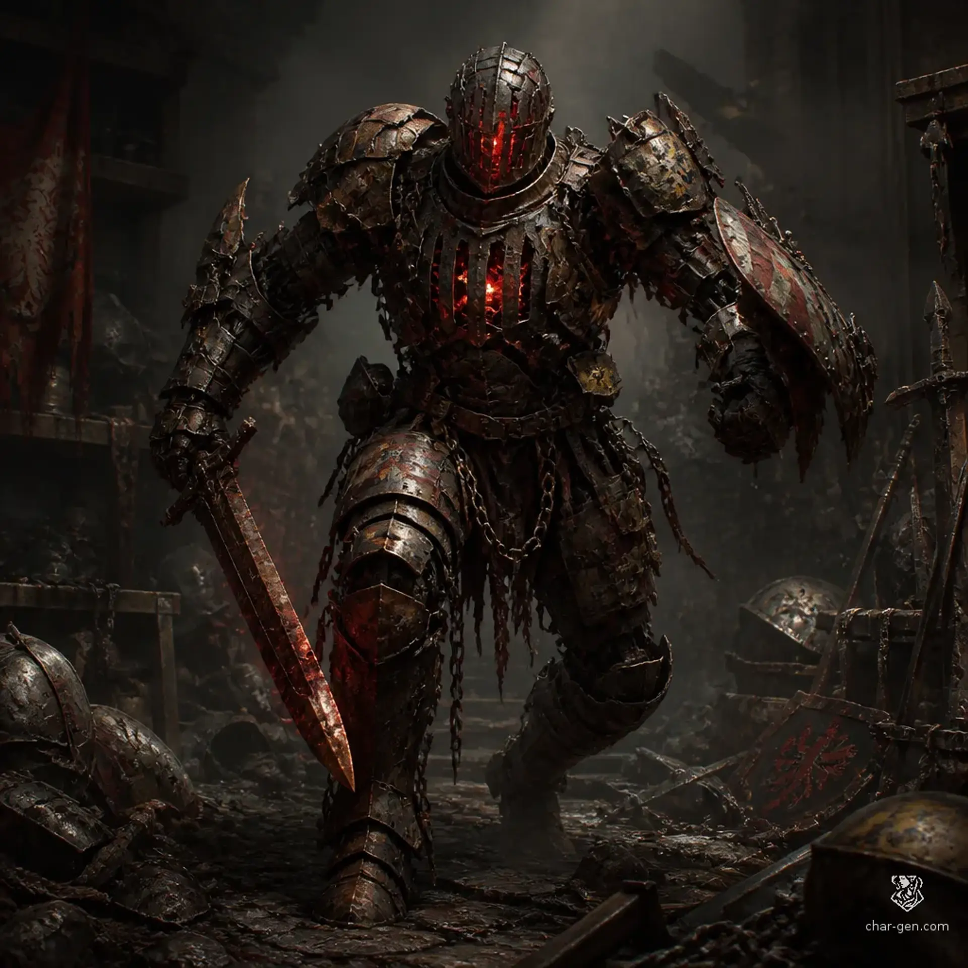 animated armor (scrap) - AI-generated fantasy Monster