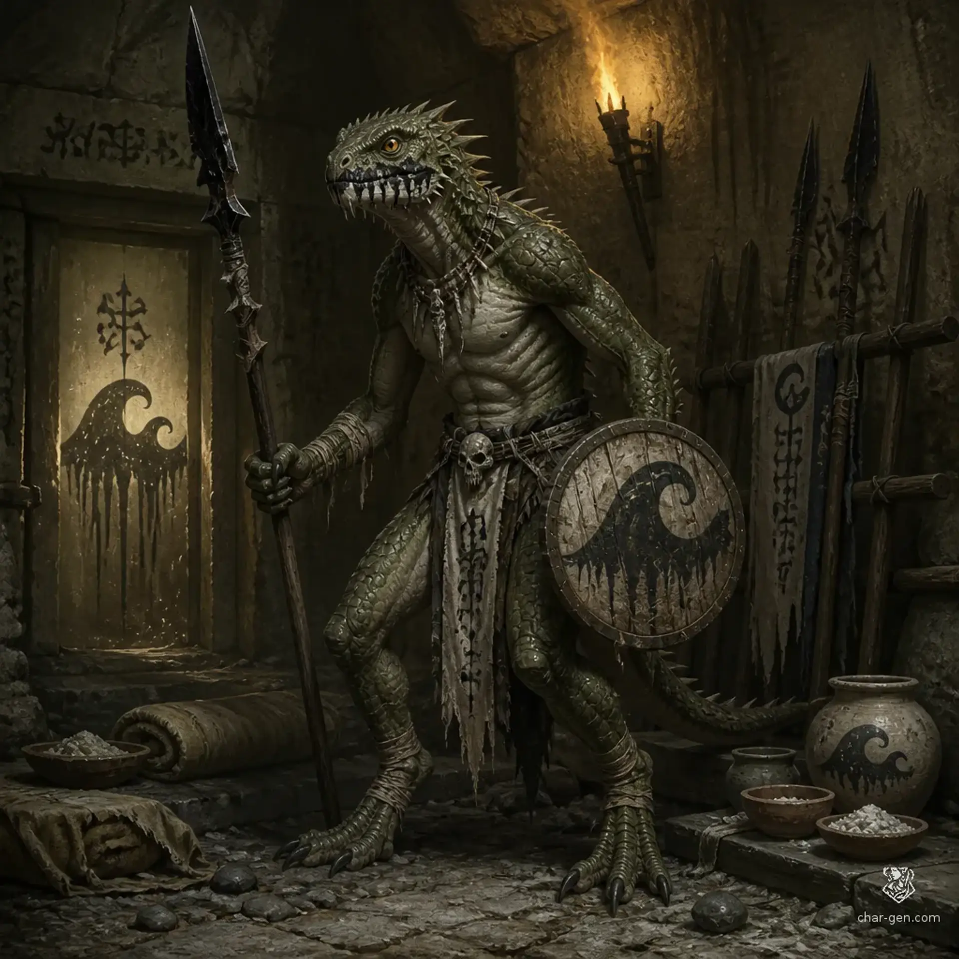 Lizardfolk Crypt Attendants - AI-generated fantasy Monster
