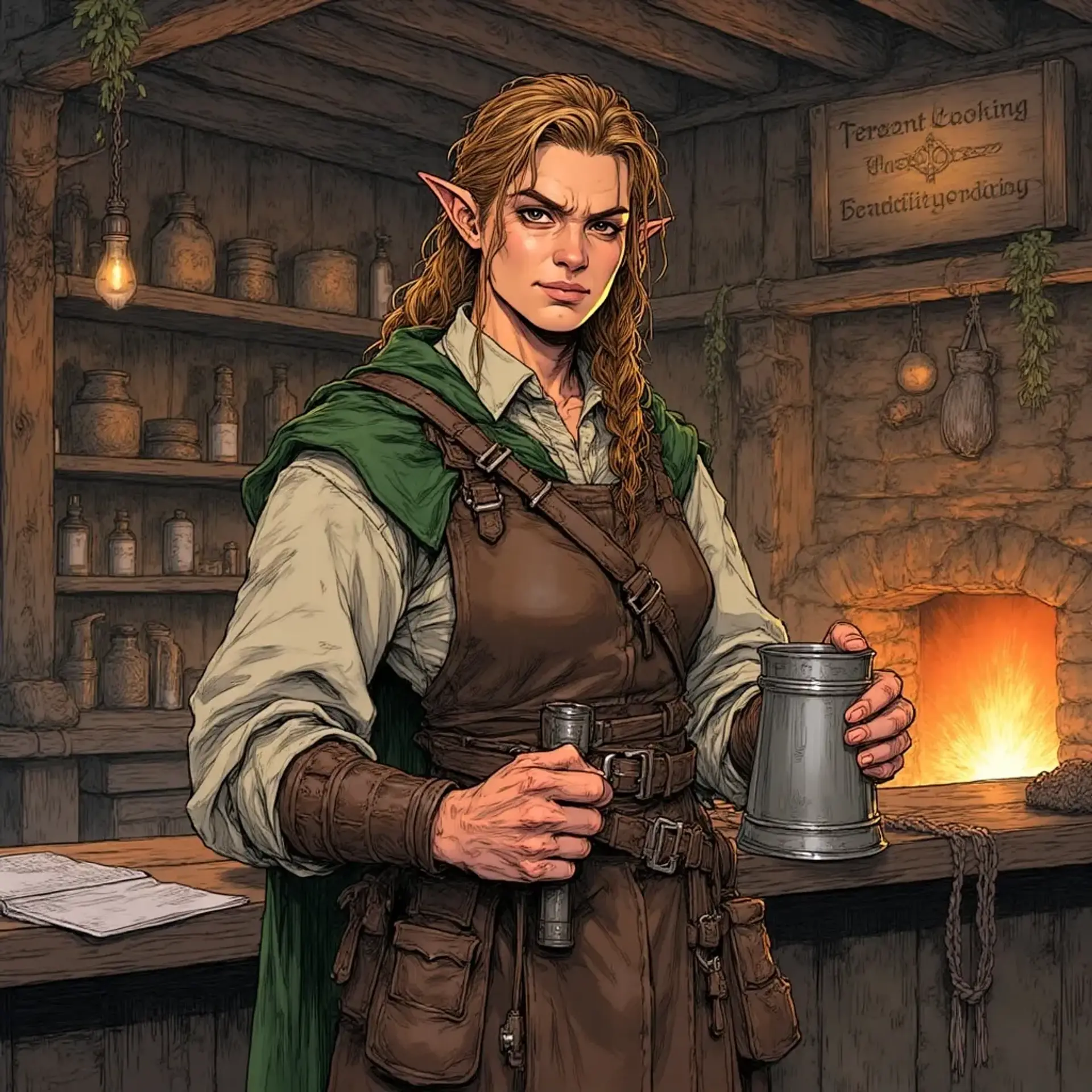 Cute Donkey Tavern and Inn - AI-generated fantasy Tavern