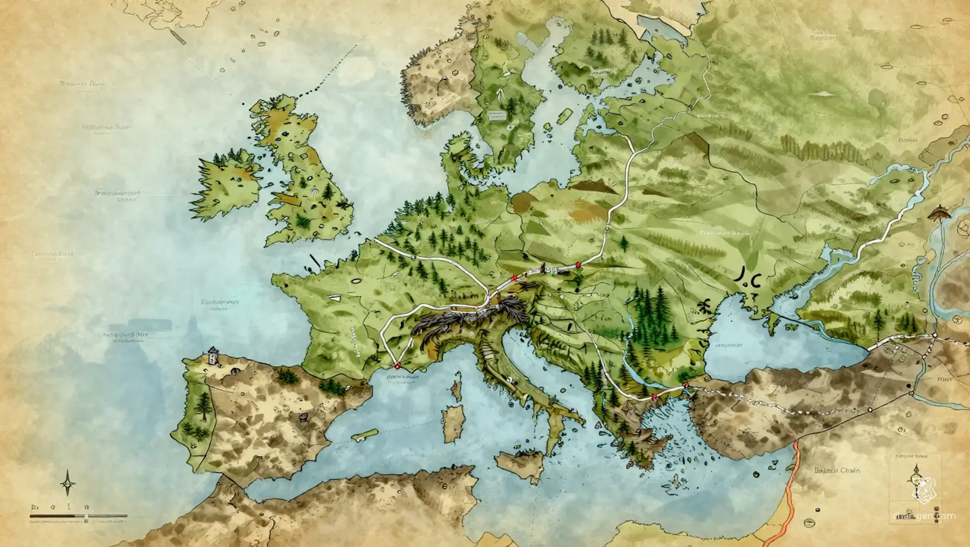 The Tidebound Kingdom - AI-generated fantasy Region