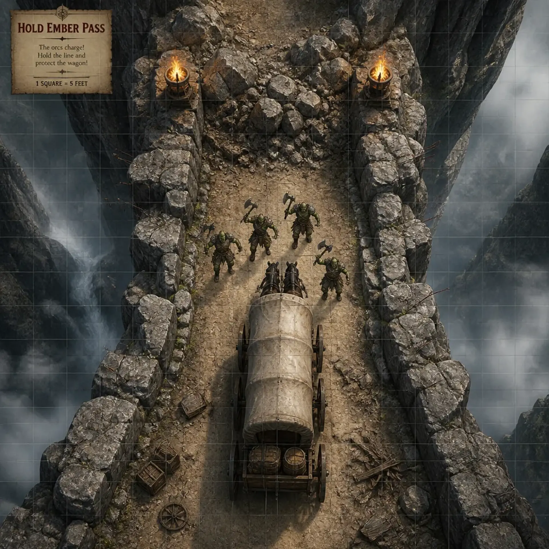 Siege of Ember Pass - AI-generated fantasy Encounter